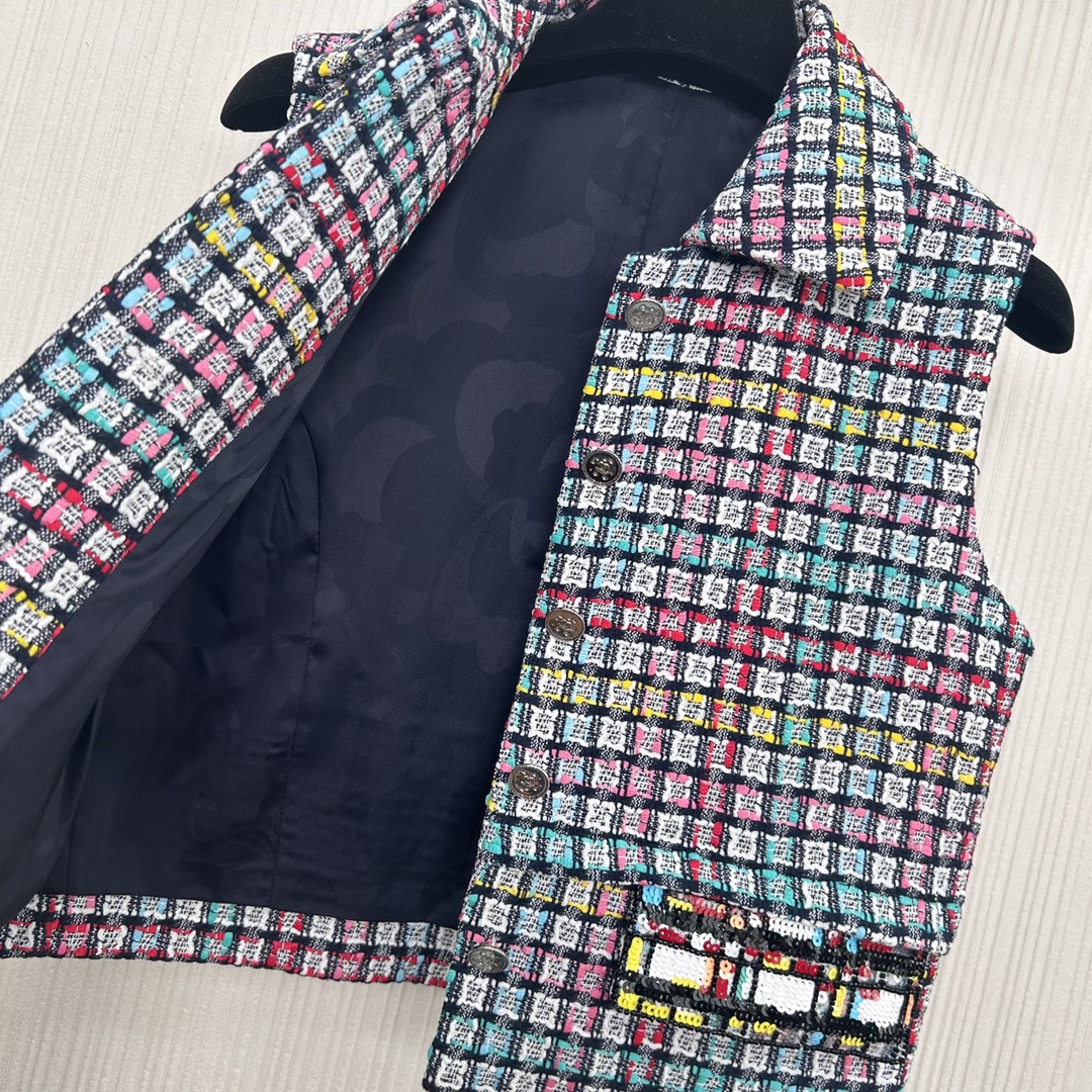 Elegant Plaid Sequin Vest - Chic Spring Style, Short Fitted Silhouette 6 i1740553077 651 5