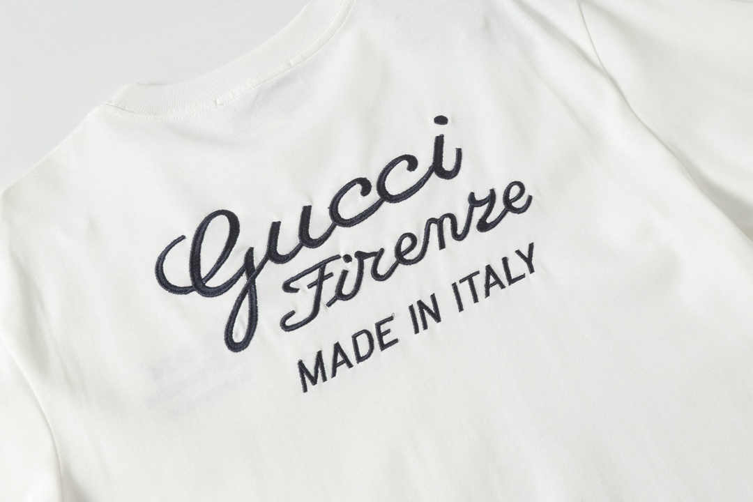 古驰/Gucci 夏季新款 前后字母字母刺绣圆领短袖T恤