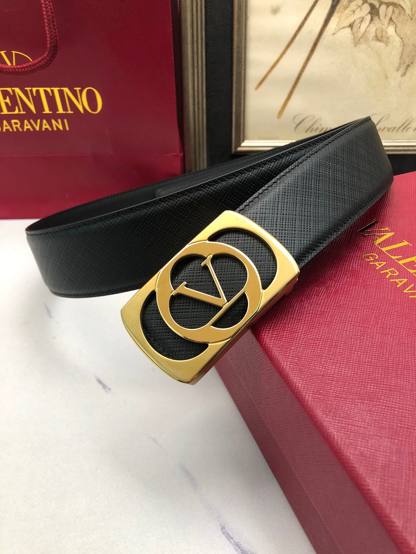 [Valentino Belts]Valentino: Original original first layer calfskin cross patte