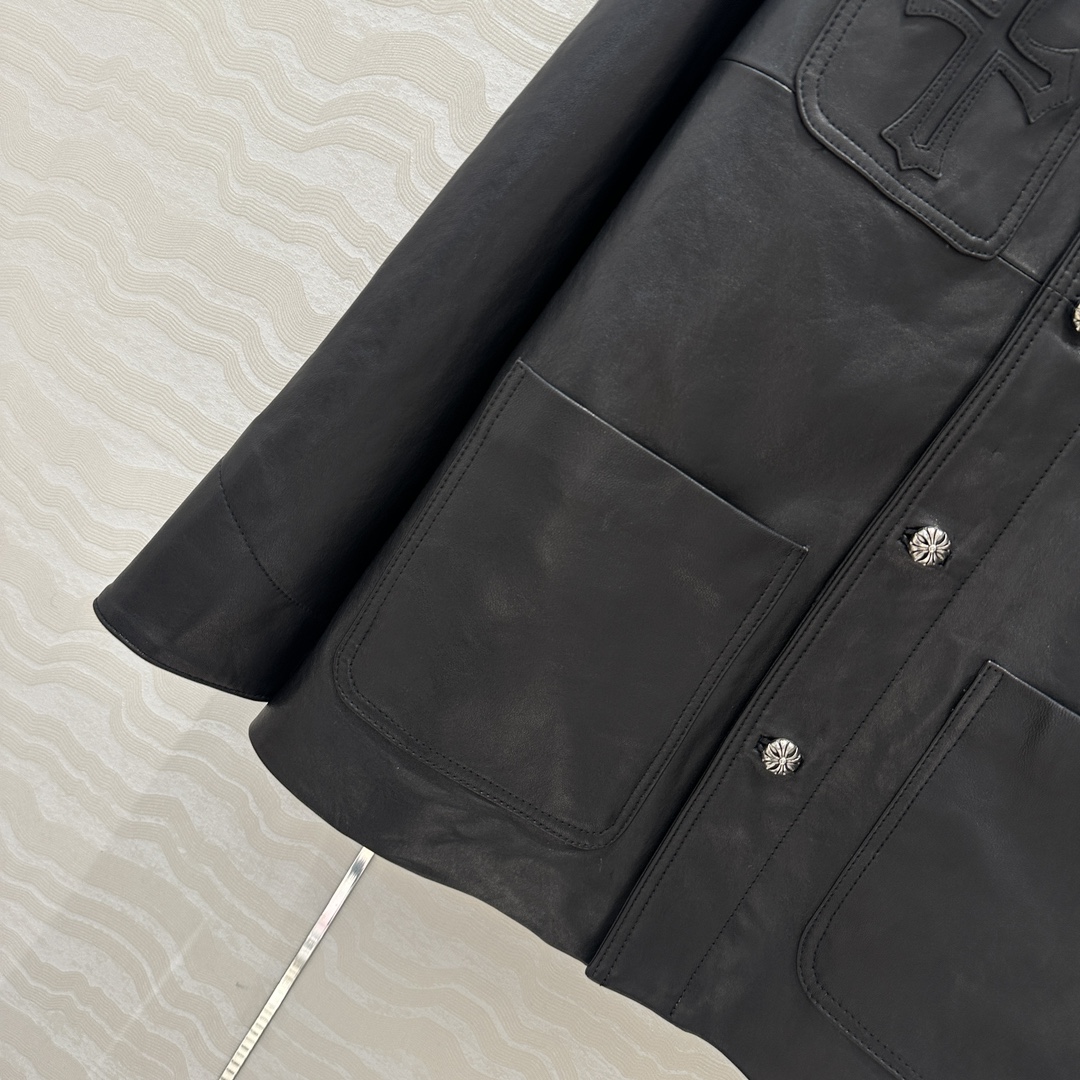 P2277 High-End Female Outfit: Retro-Modern Style, Top-Quality Leather Suit, Silver Accents. - 图片 5