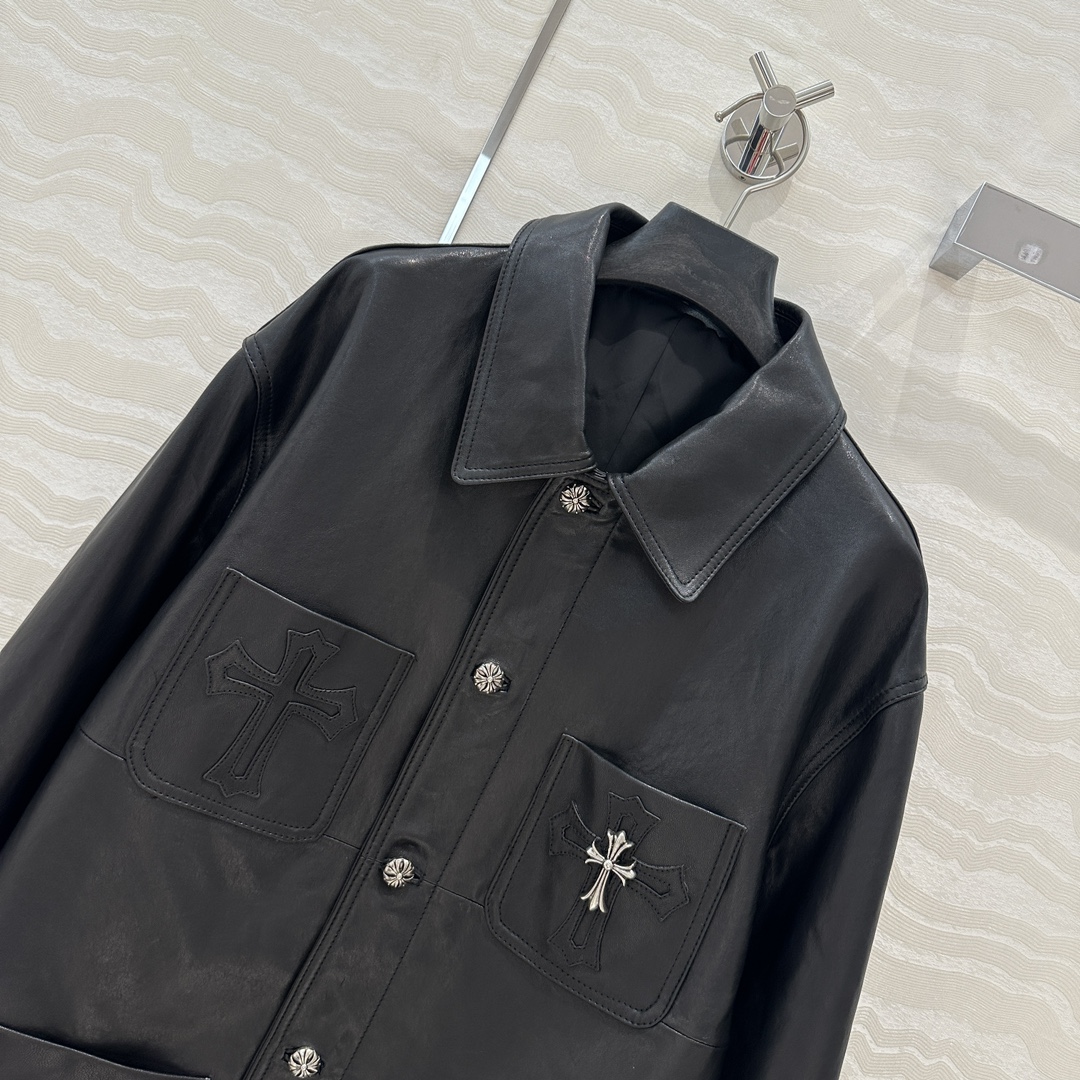 P2277 High-End Female Outfit: Retro-Modern Style, Top-Quality Leather Suit, Silver Accents. - 图片 2