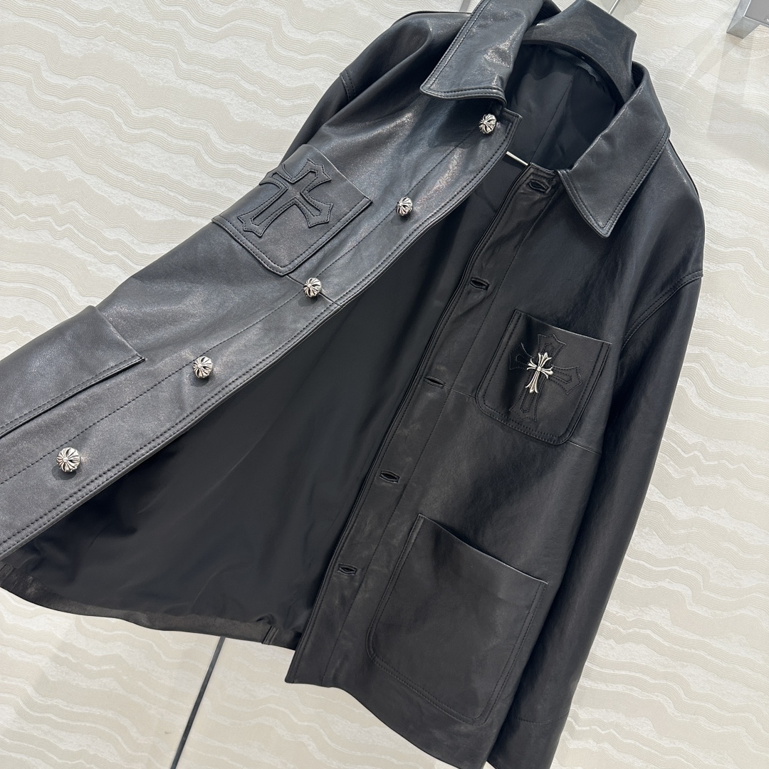 P2277 High-End Female Outfit: Retro-Modern Style, Top-Quality Leather Suit, Silver Accents. - 图片 7