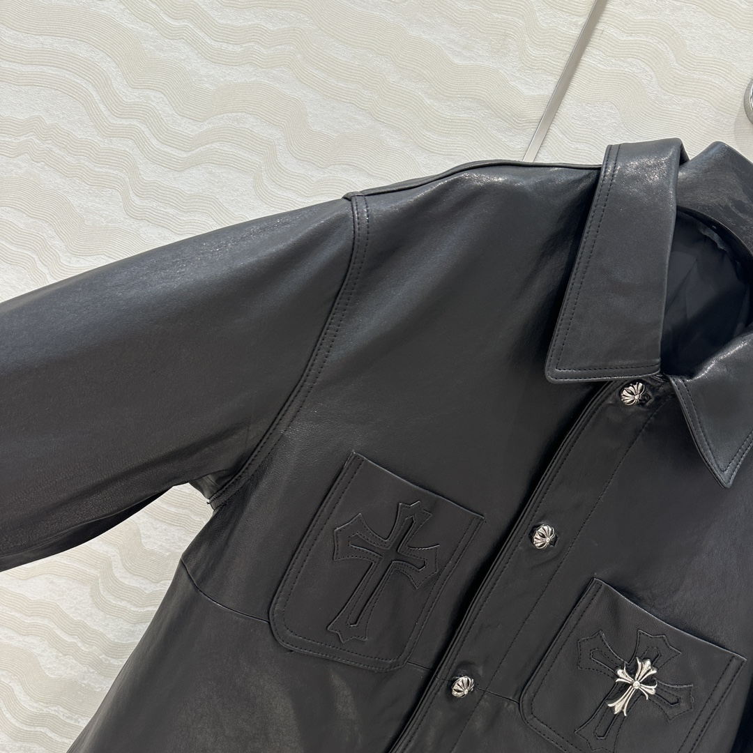 P2277 High-End Female Outfit: Retro-Modern Style, Top-Quality Leather Suit, Silver Accents. - 图片 4