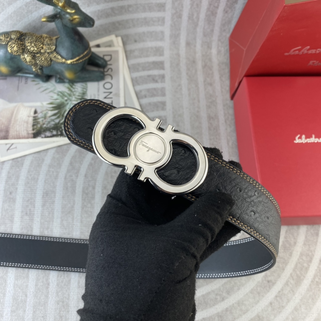 菲拉格慕💕 特种皮腰带系列 ，原厂五金精品不锈钢扣，手感柔软舒适 宽3.8CM。
