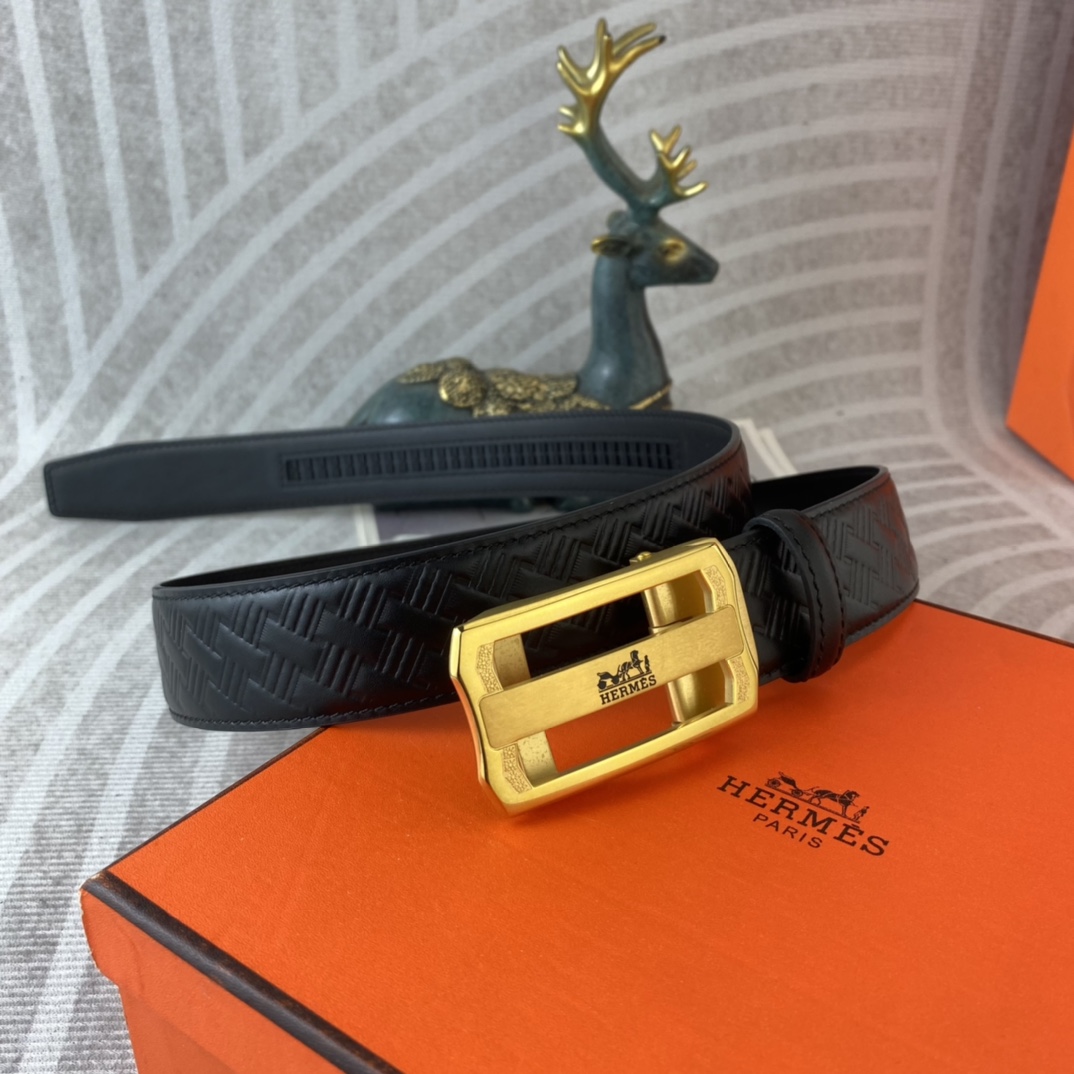 爱马仕💕 特种皮腰带自动带系列 ，原厂五金精品不锈钢扣，手感柔软舒适 宽3.5CM。