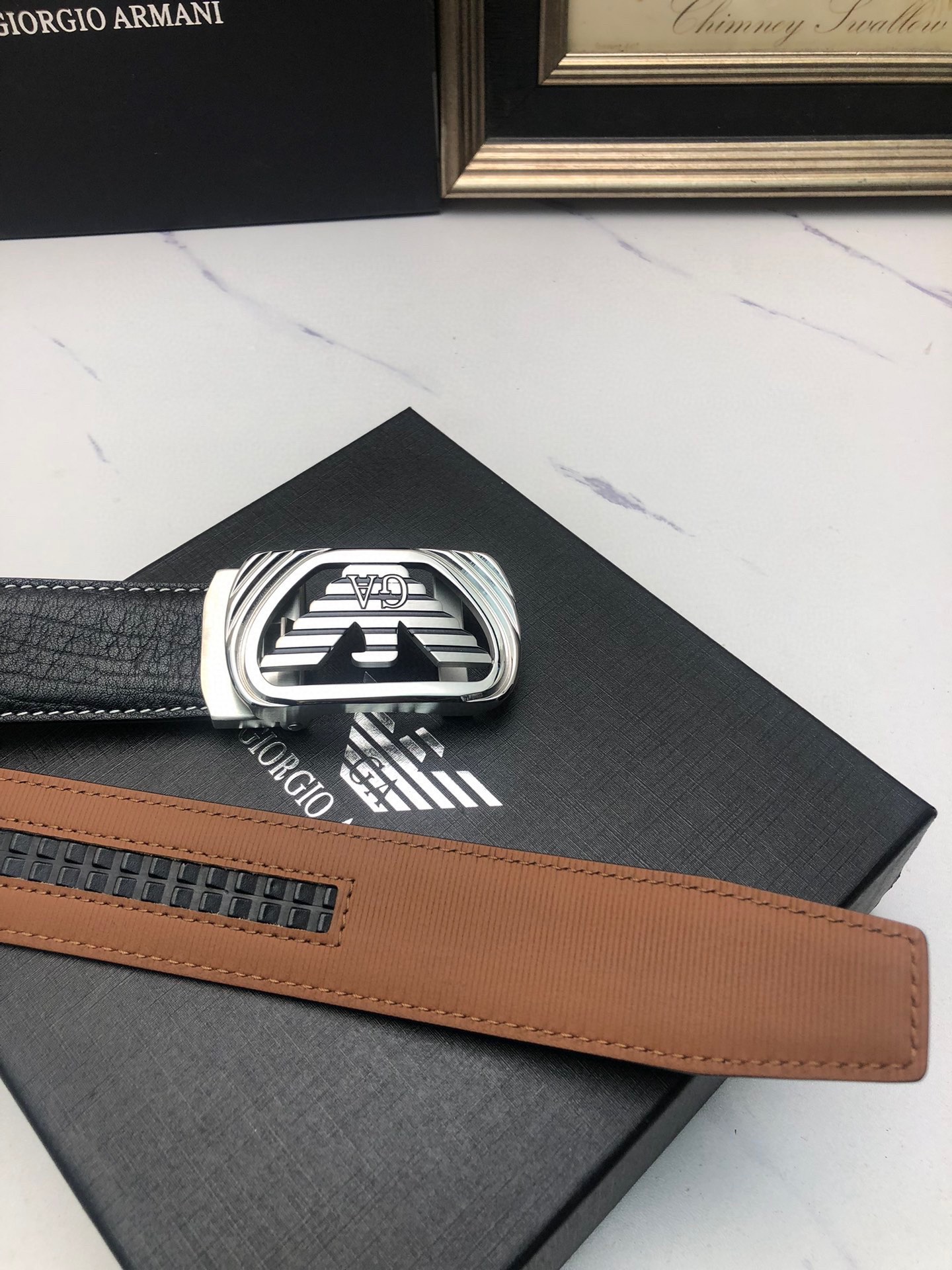Italian Amani Automatic Belts: Original Oxen Skin, Tailorable, 3.5″ Wide, Exclusive Design - 图片 7