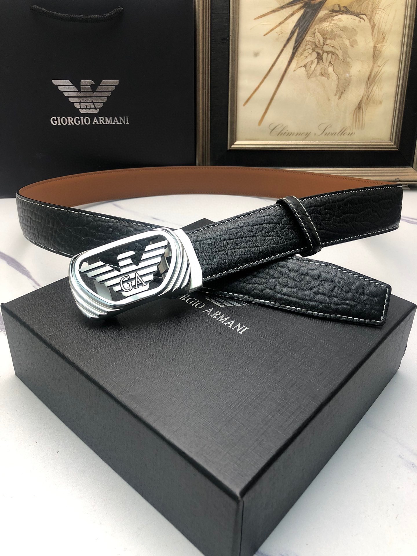 Italian Amani Automatic Belts: Original Oxen Skin, Tailorable, 3.5″ Wide, Exclusive Design - 图片 5