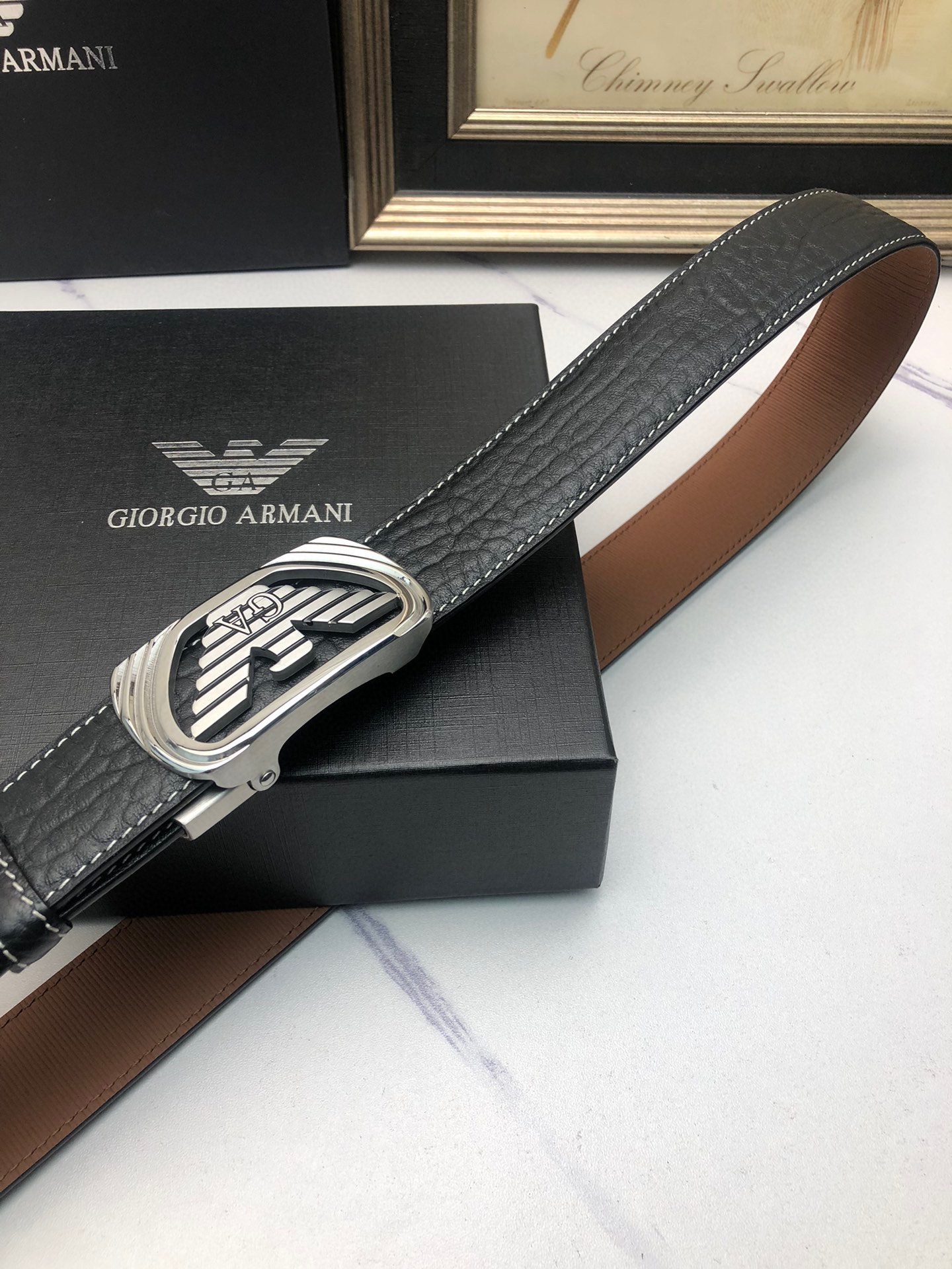 Italian Amani Automatic Belts: Original Oxen Skin, Tailorable, 3.5″ Wide, Exclusive Design - 图片 2