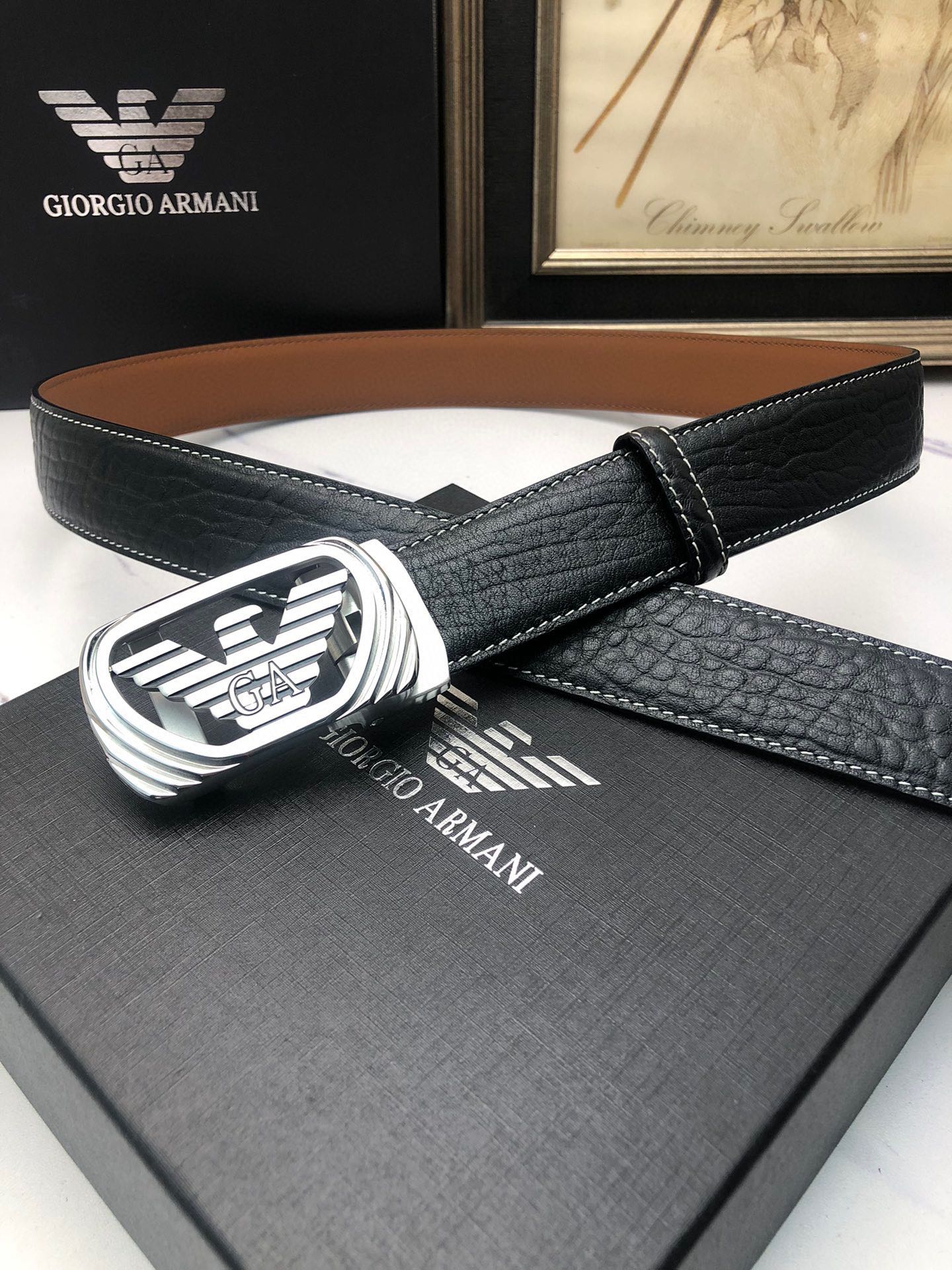Italian Amani Automatic Belts: Original Oxen Skin, Tailorable, 3.5″ Wide, Exclusive Design - 图片 3