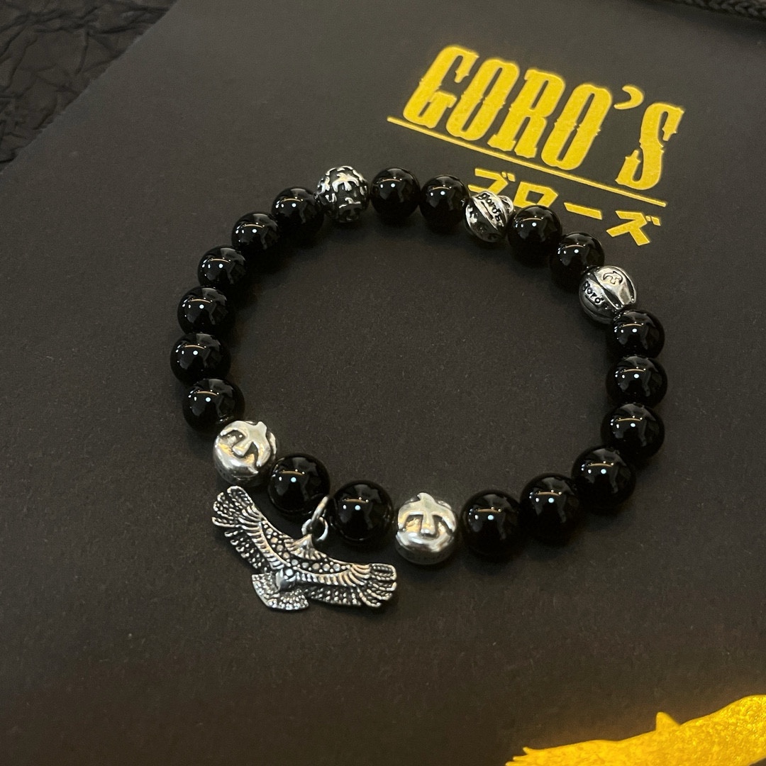 NO:114955,Comment [New Products on Shelves] Goro Takahashi Goro Obsidian Eagle Bracelet, Top Version, Accepted Exclusive Shooting, Focus on the High-end Market, Absolutely Different from the Ordinary Version!  The details of the picture product are consistent with ZP!  Original production process, precision quality, purely handmade, authentic model opening, fashion essentials, both men and women can wear, same couple style, rock punk silver style, retro elements, trendy and versatile, same style on the official website, fine jewelry, bracelet19860909批【新品上架】Goro’s高桥吾郎黑曜石老鹰手串手链,顶级版本 认准独家拍摄 主攻高端市场 绝对区别普通版本！图片产品细节与ZP一致！原版制作工艺 精工品质 纯手工打造 ～正品开模潮流时尚必备 男女均可佩戴 情侣款同款 摇滚朋克泰银风格 复古元素 潮流百搭 官网同款,饰品精品,bracelet,Jewelry