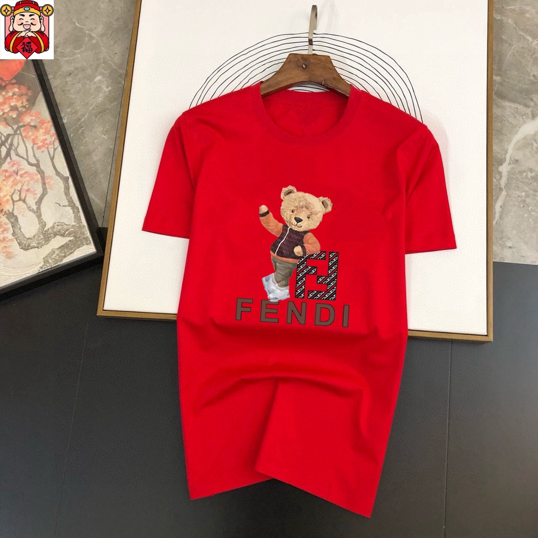 Fendi Men's Yellow Cotton T-Shirt with Teddy Bear Graphic Logo Print 3 i1740663990 4224 2