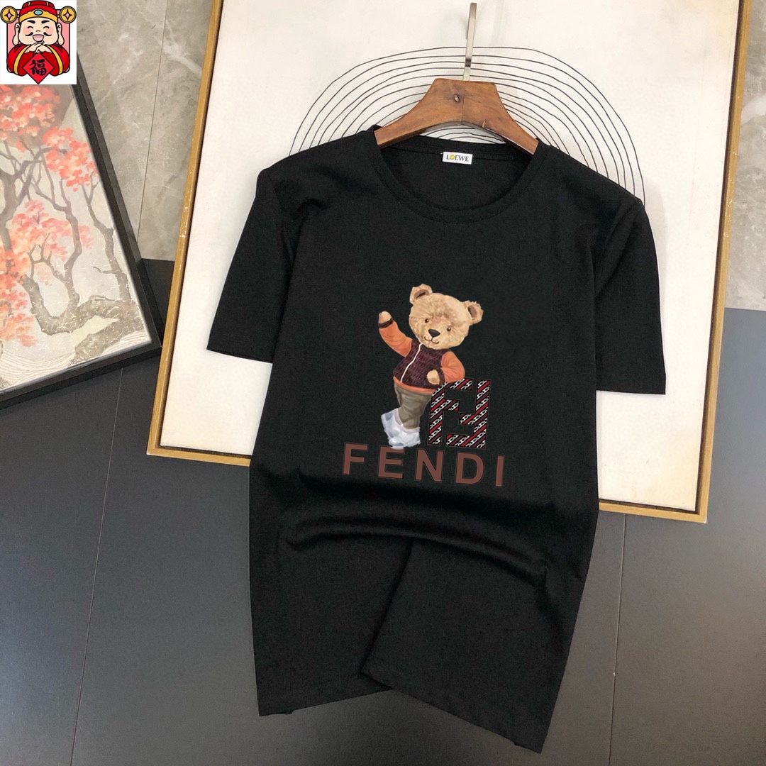 Fendi Men's Yellow Cotton T-Shirt with Teddy Bear Graphic Logo Print 5 i1740663990 6536 4
