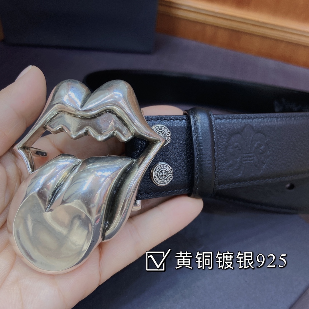 克罗心 可拆卸款 黄铜镀银s925舌头五金 热压童军花皮带