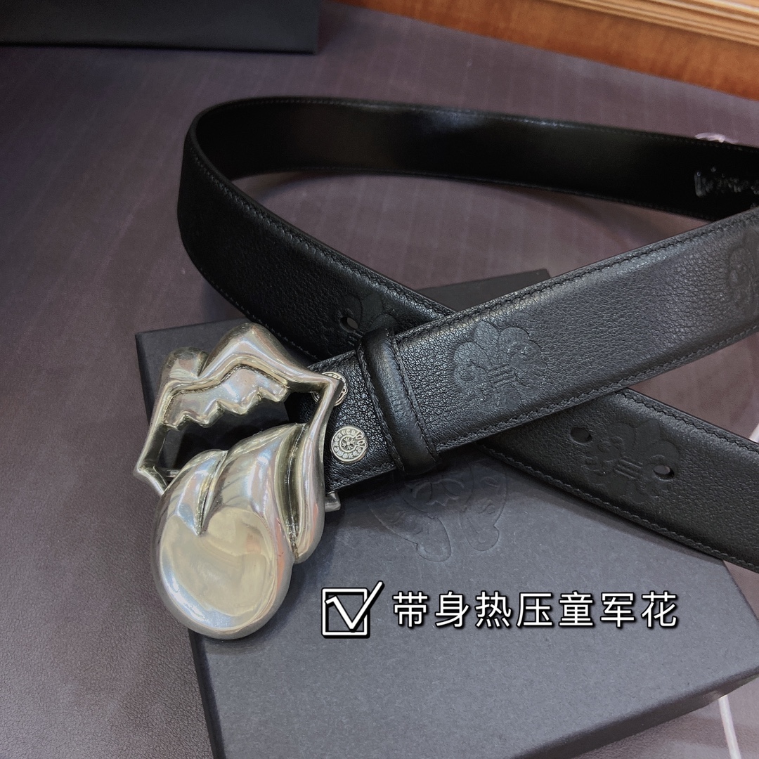 克罗心 可拆卸款 黄铜镀银s925舌头五金 热压童军花皮带