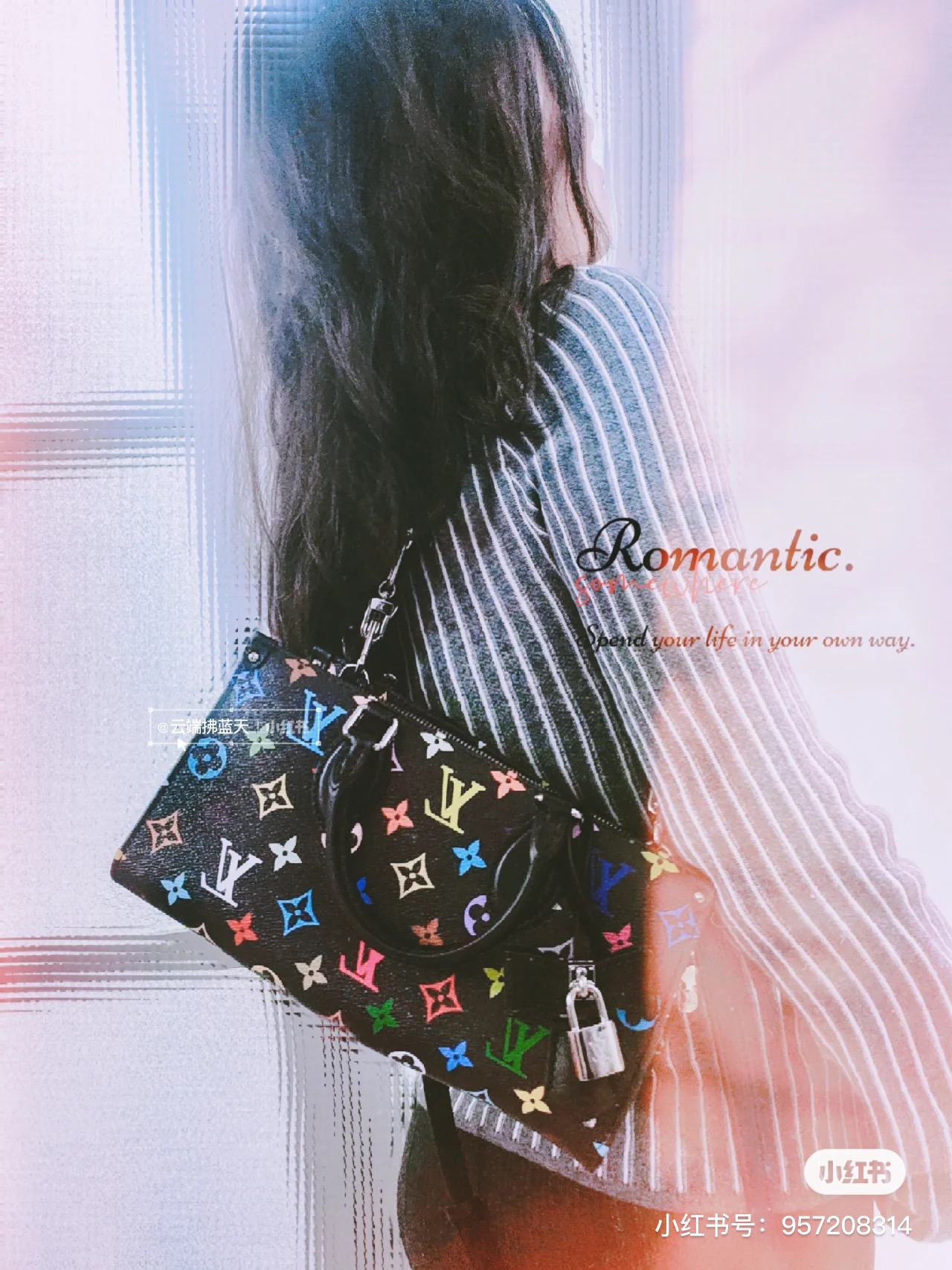 NO:620056,【LV19860909【LV X TM ONTHEGO EAST WEST CHAIN 手袋】M13260 黑彩 (村上隆) 模特图,,louis vuitton,Bag