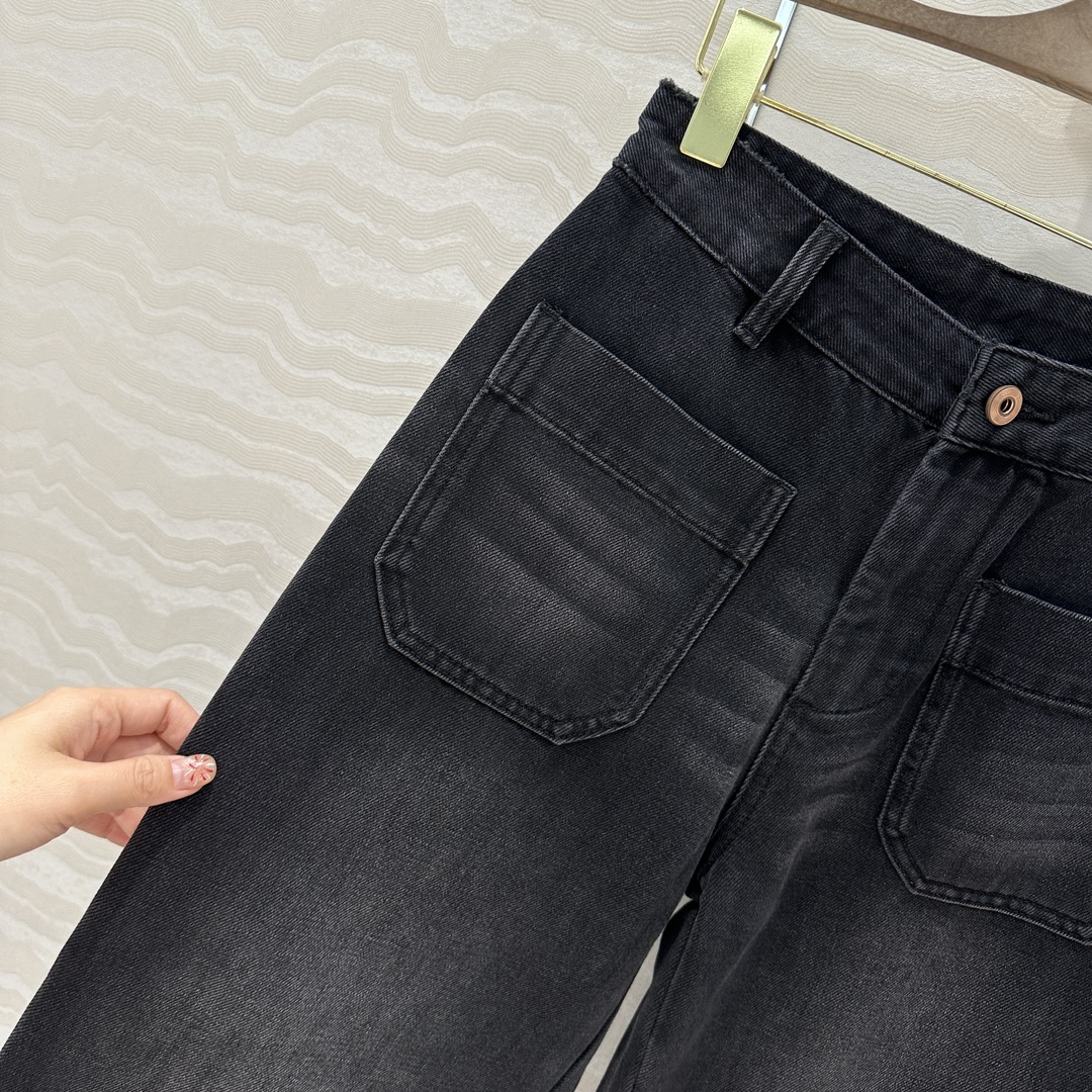 高端原单品质❤️ses高智感穿搭！经典中高腰双口袋牛仔九分裤！原浆复古洗水牛仔裤！进口面料质感超赞！女神