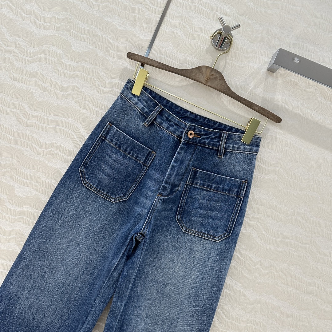 高端原单品质❤️ses高智感穿搭！经典中高腰双口袋牛仔九分裤！原浆复古洗水牛仔裤！进口面料质感超赞！女神