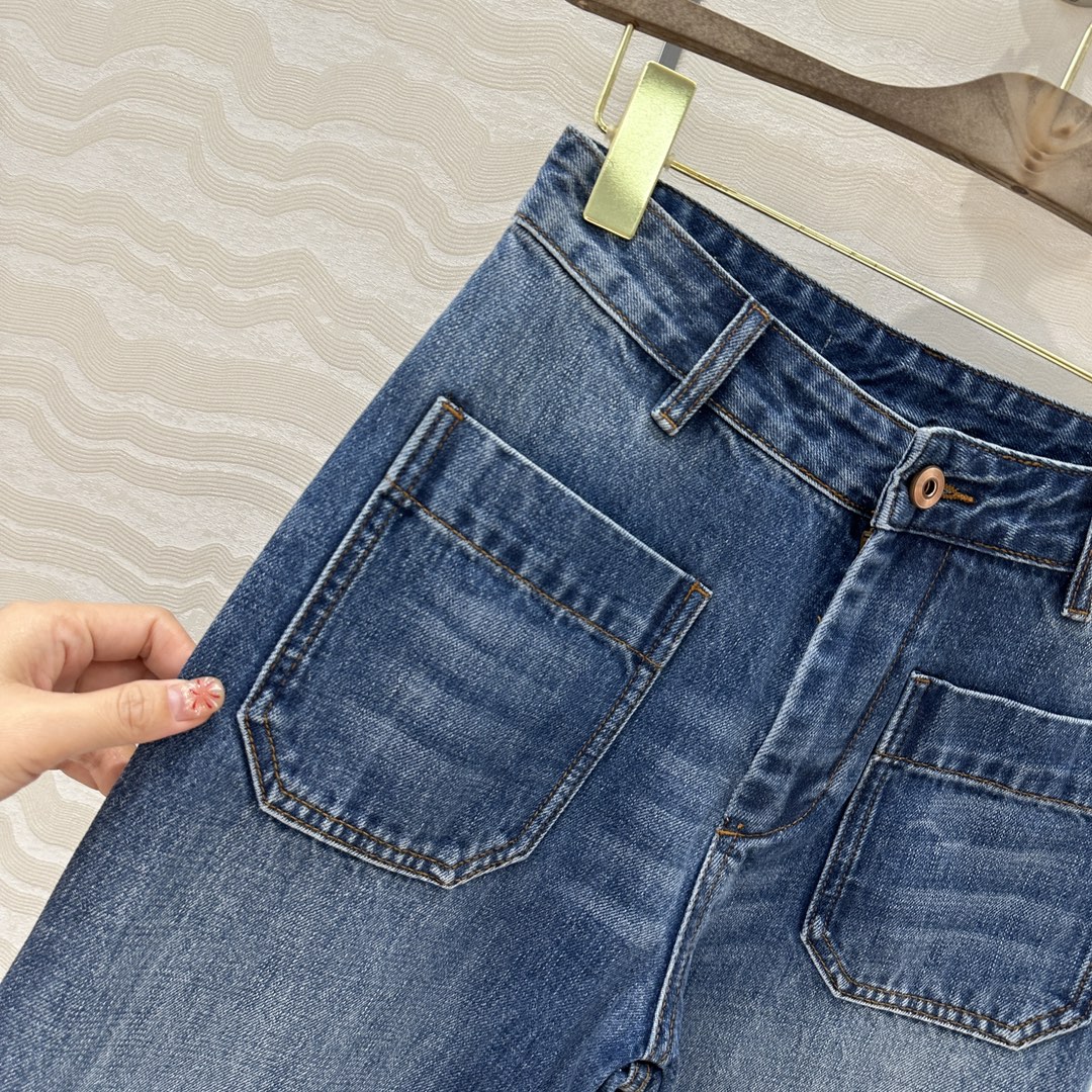 高端原单品质❤️ses高智感穿搭！经典中高腰双口袋牛仔九分裤！原浆复古洗水牛仔裤！进口面料质感超赞！女神