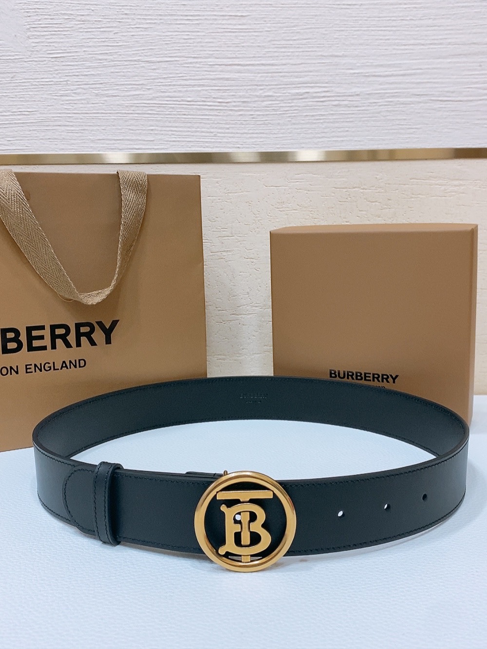 B urbrry TB金属logo扣 原厂小牛皮软