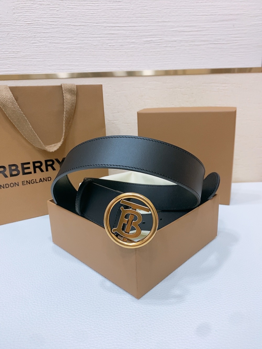 B urbrry TB金属logo扣 原厂小牛皮软