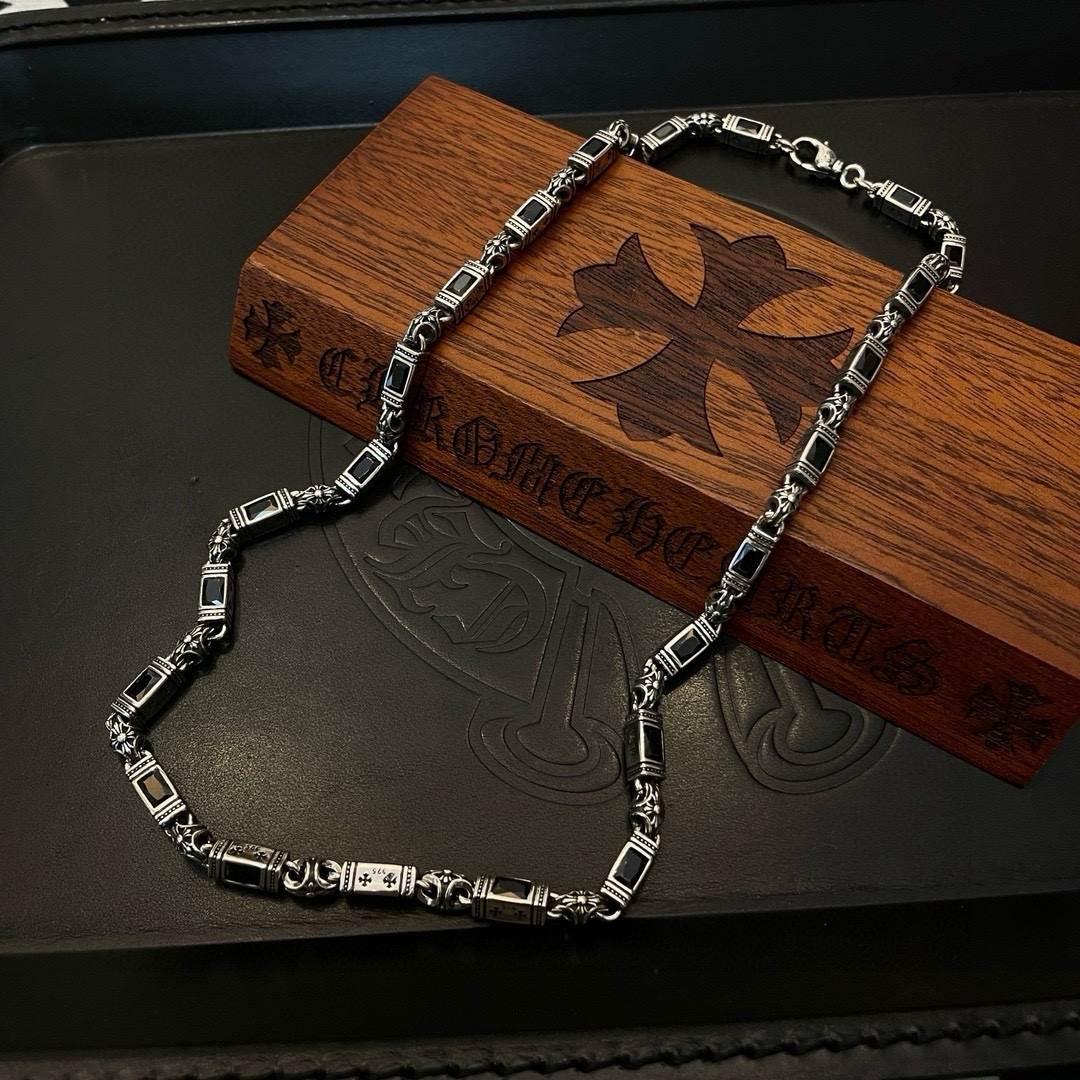 Chrome Hearts Black Diamond Necklace, Rock Punk Style, Unisex Design 8 i1740843474 2175 6