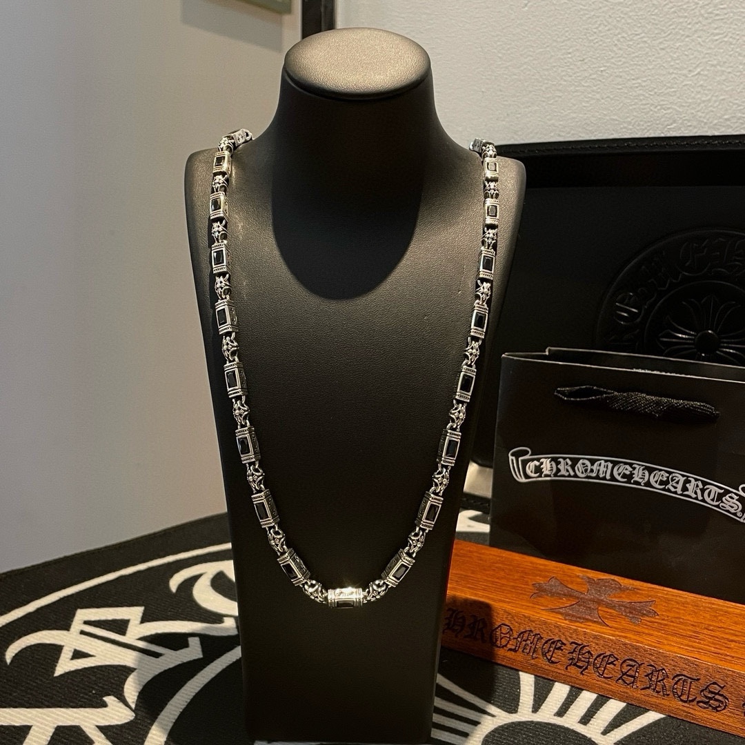 Chrome Hearts Black Diamond Necklace, Rock Punk Style, Unisex Design 2 i1740843474 2619 0