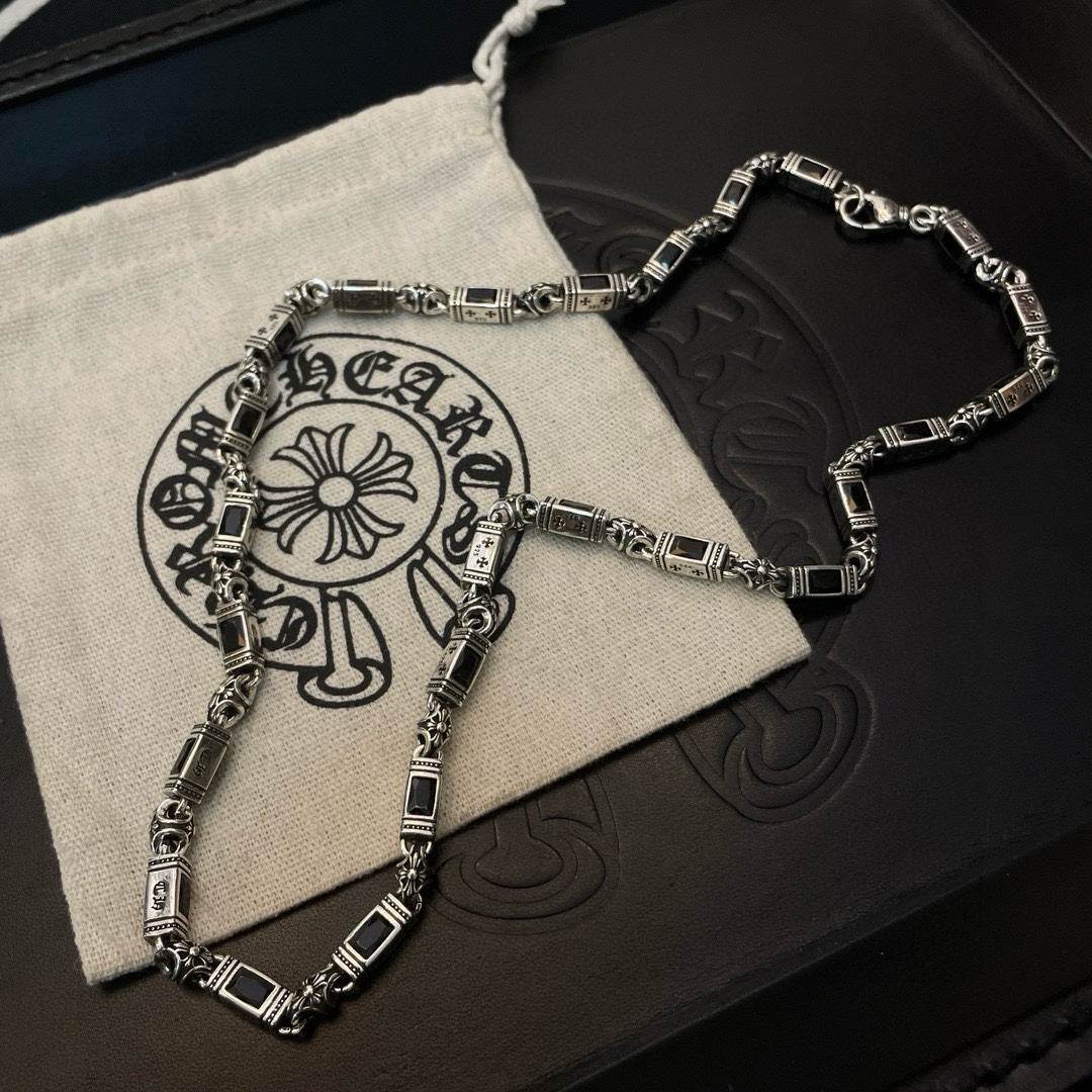 Chrome Hearts Black Diamond Necklace, Rock Punk Style, Unisex Design 10 i1740843474 3188 8