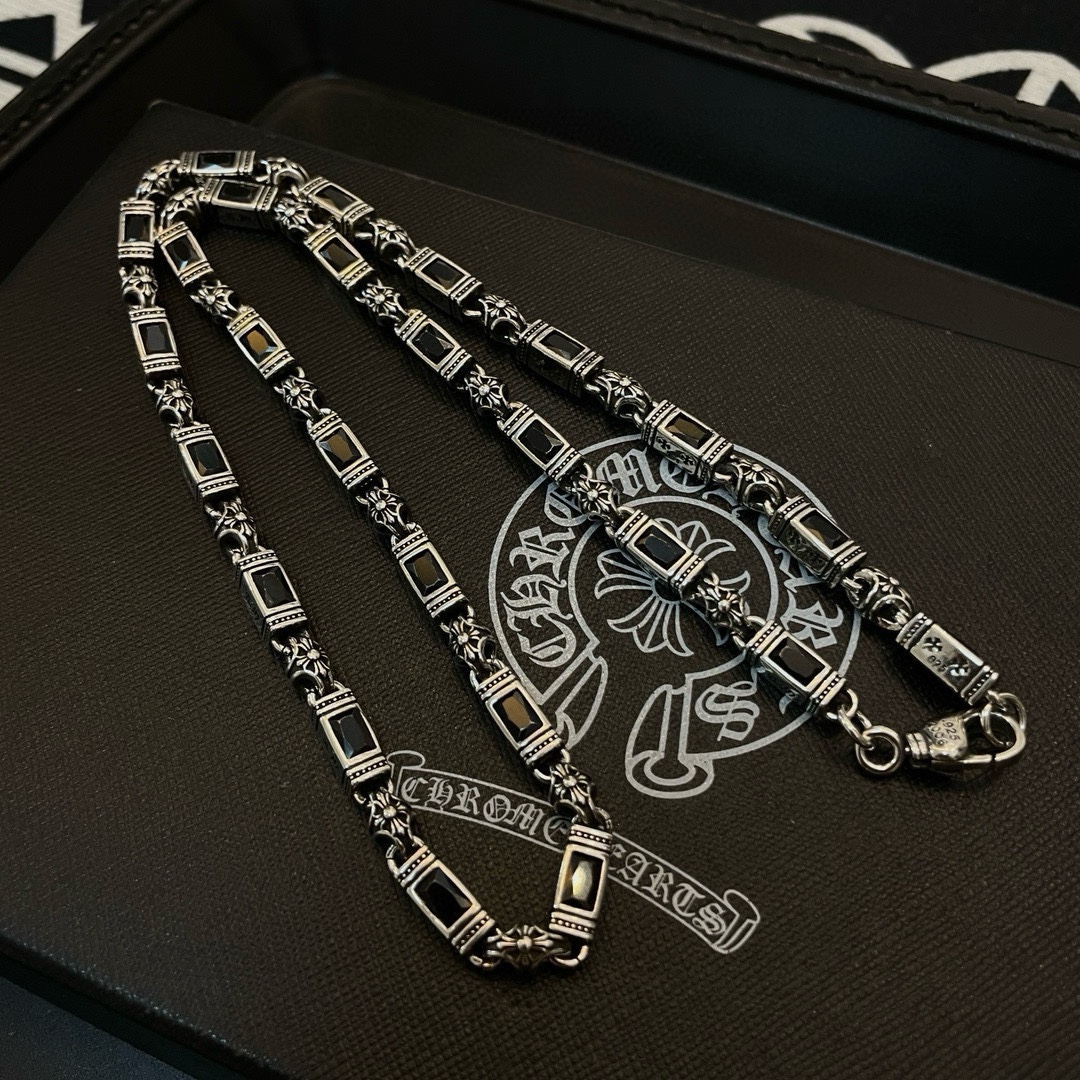 Chrome Hearts Black Diamond Necklace, Rock Punk Style, Unisex Design 6 i1740843474 4952 4