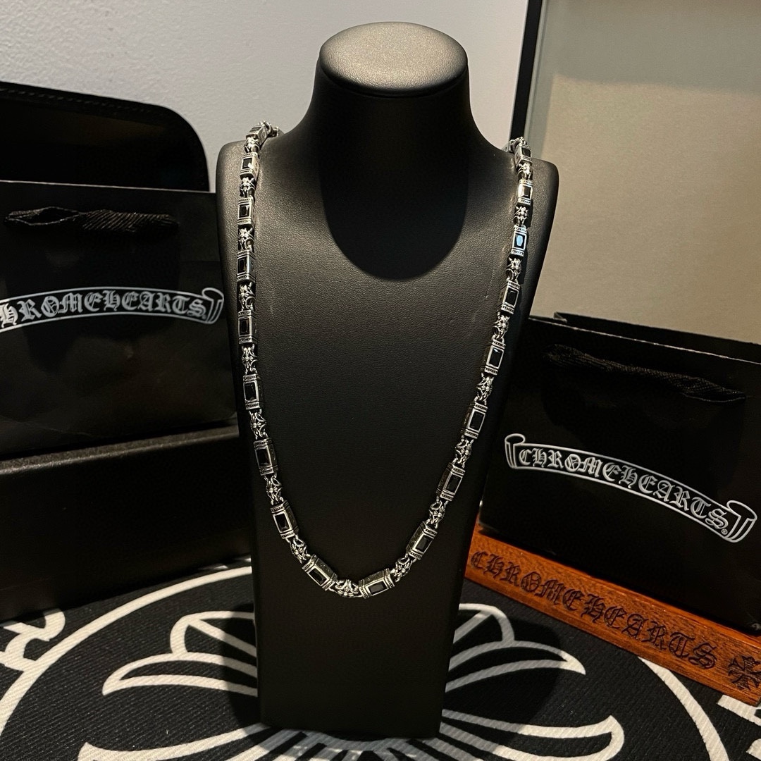 Chrome Hearts Black Diamond Necklace, Rock Punk Style, Unisex Design 4 i1740843474 6347 2