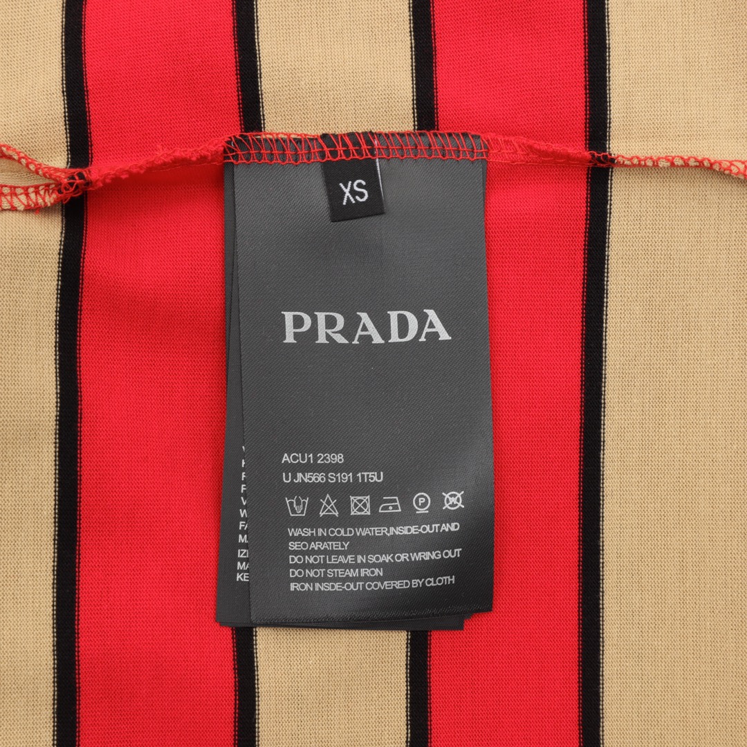 Prada Striped Embroidered Polo Shirts in Pure Cotton Fabric, Code XS-L. - 图片 9