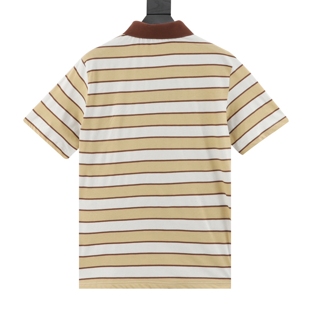 Prada Striped Embroidered Polo Shirts in Pure Cotton Fabric, Code XS-L Size. - 图片 2