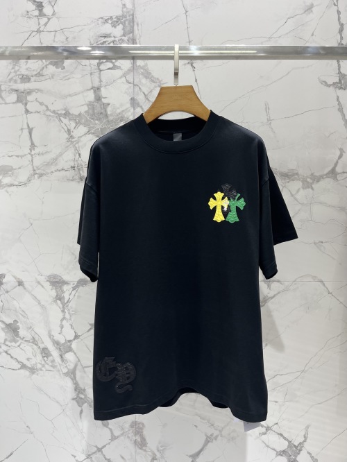 Chrome Hearts Cross Leather Patch Short Sleeve T-Shirt - Stylish and Edgy 1 Chrome Hearts Cross Leather Patch Short Sleeve T-Shirt – Stylish and Edgy