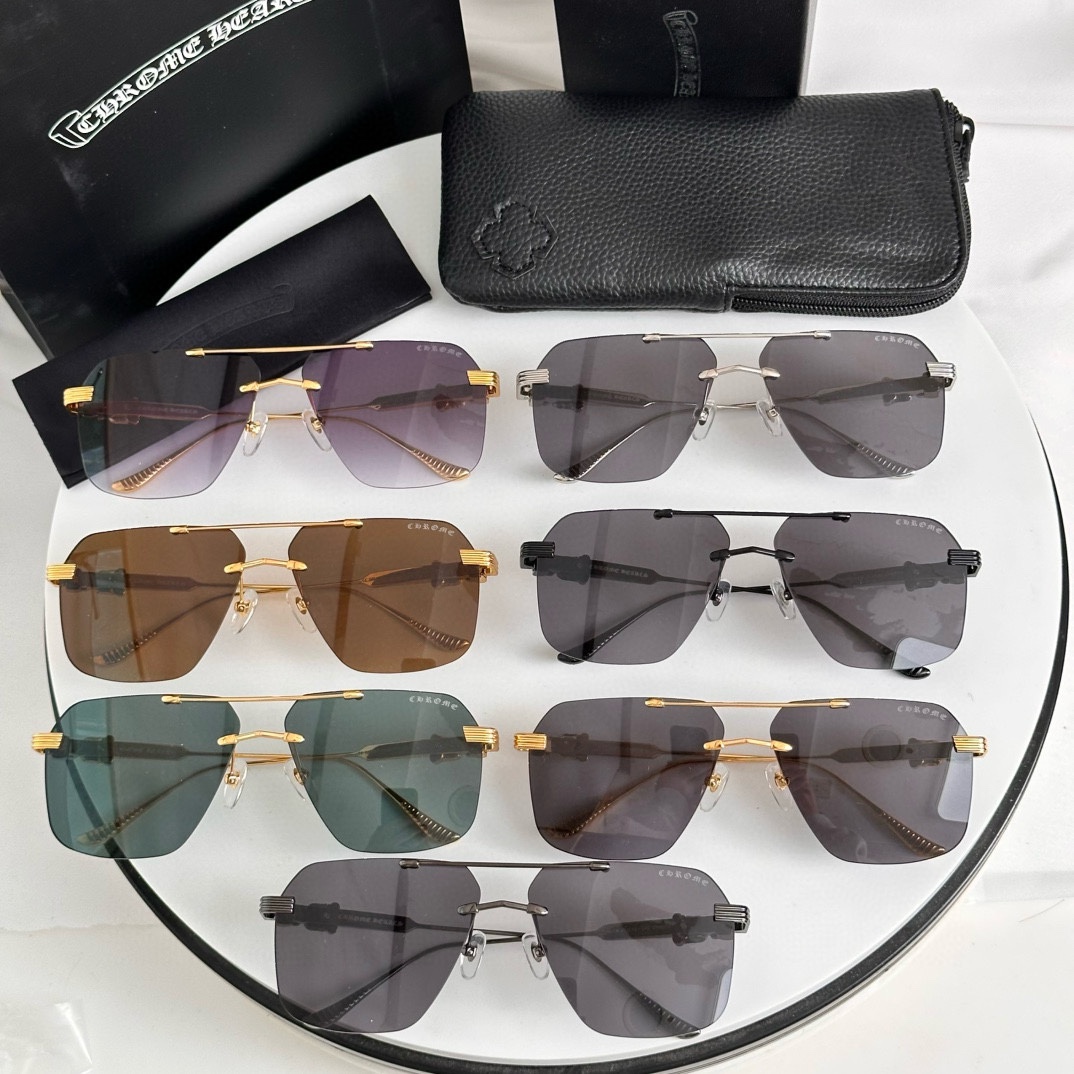  ‼️新款 眼镜界的爱马仕 Chromehearts 克罗心眼镜 男女款太阳镜 金 镜架 顶级品质墨镜 