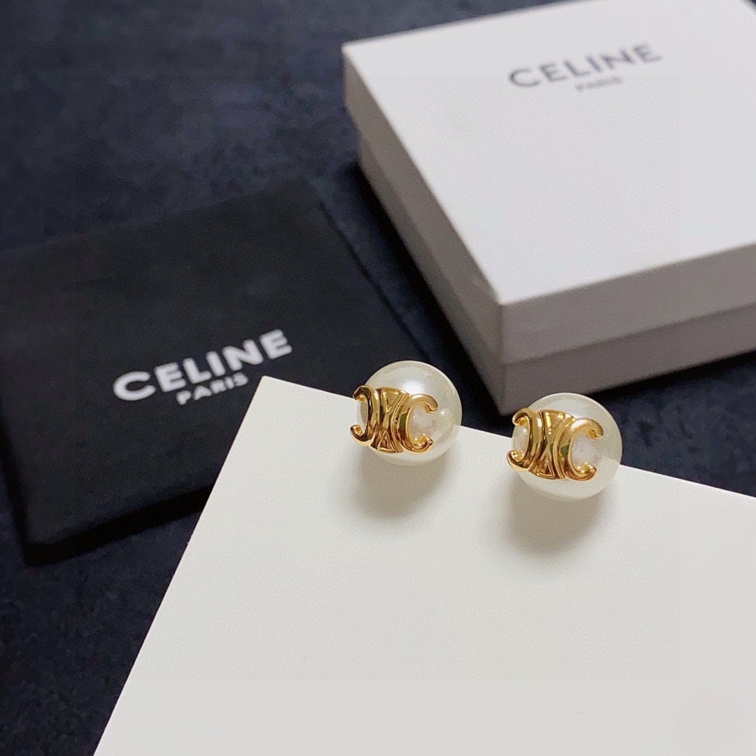 Celine Triomphe Pearl Stud Earrings - Elegant & Timeless Design 7 i1741008456 2793 5