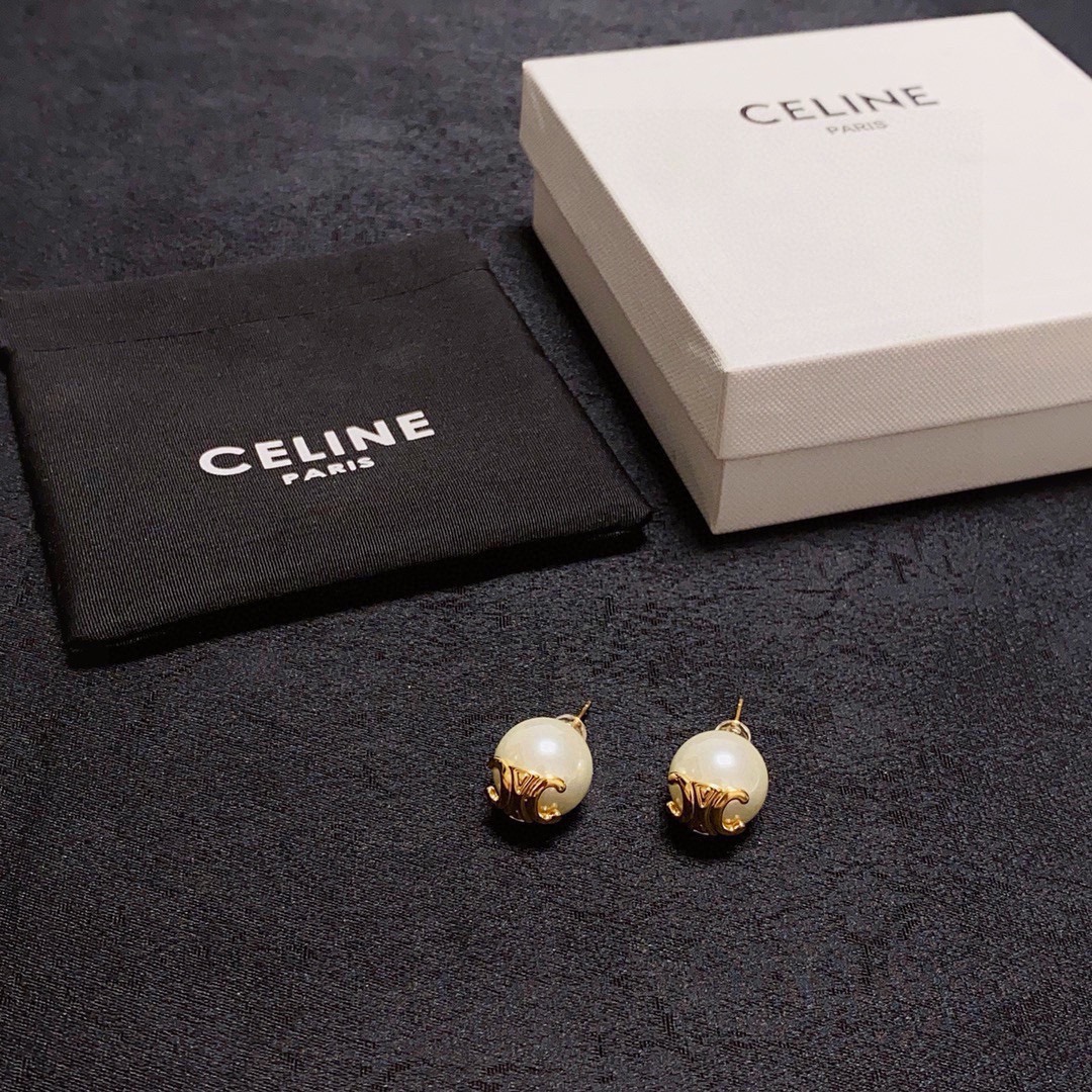 Celine Triomphe Pearl Stud Earrings - Elegant & Timeless Design 10 i1741008456 5847 8