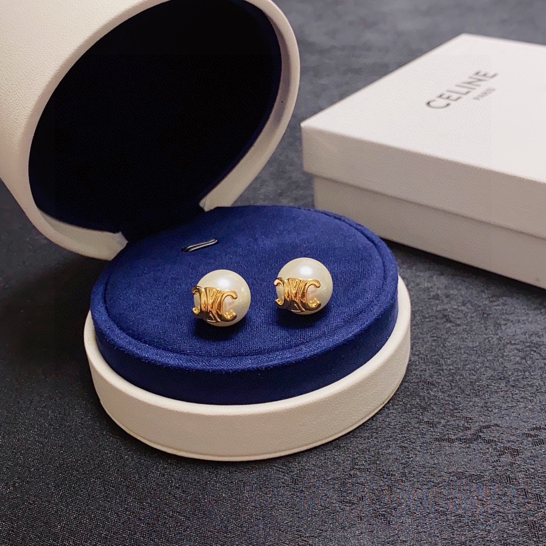 Celine Triomphe Pearl Stud Earrings - Elegant & Timeless Design 8 i1741008456 9350 6