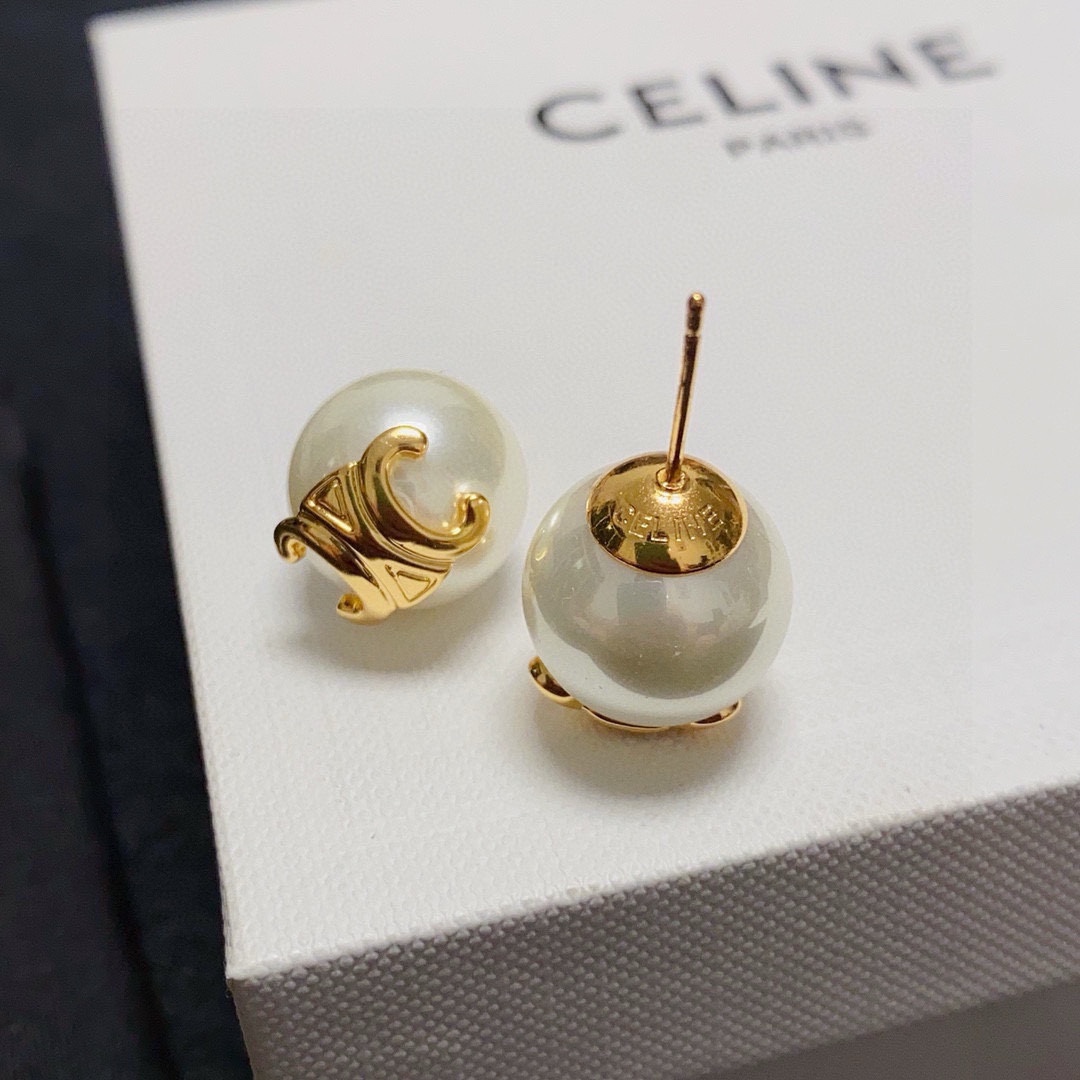 Celine Triomphe Pearl Stud Earrings - Elegant & Timeless Design 6 i1741008456 966 4