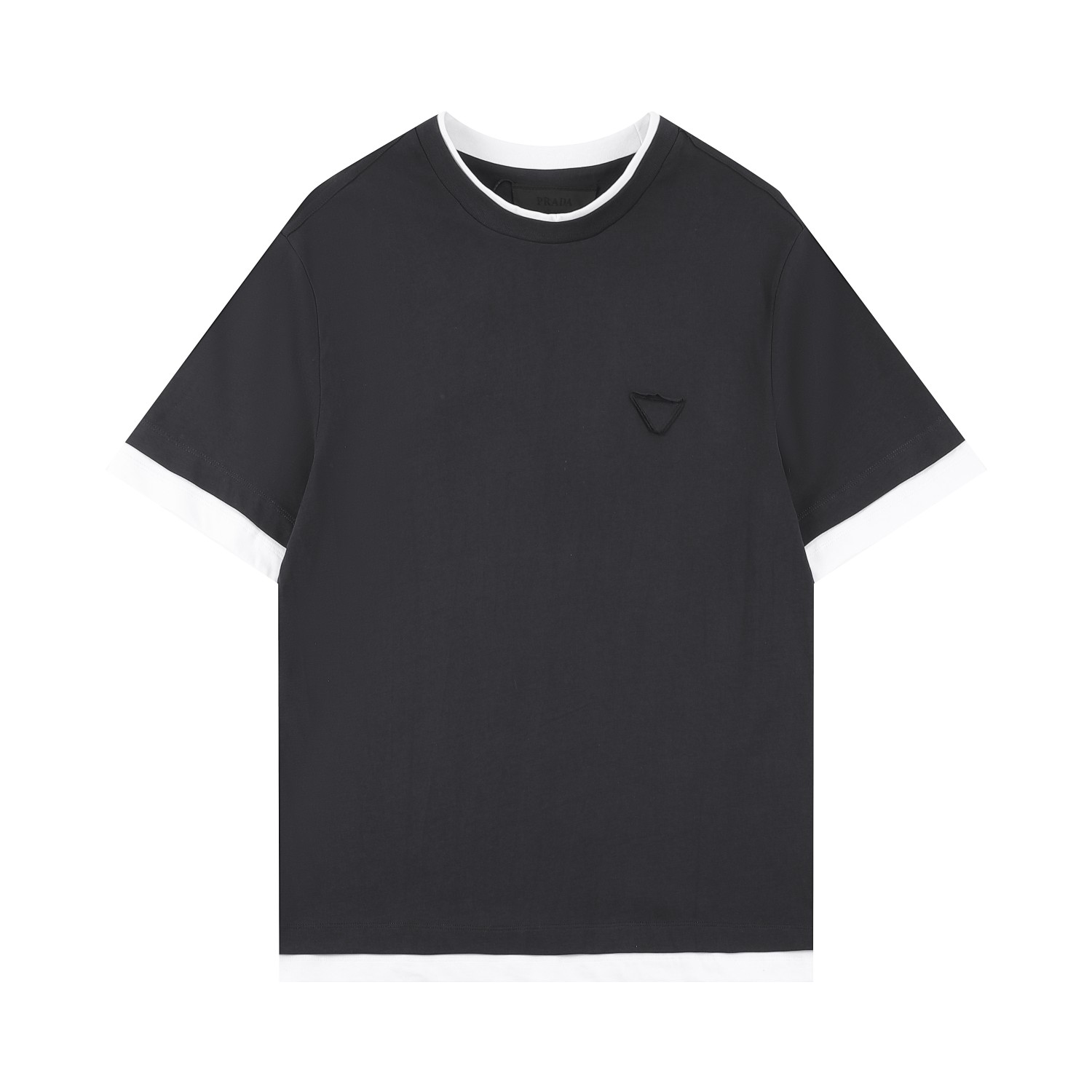 Prada* nuevo modelo para principios de primavera, camisetas de dos piezas de manga corta con logo de triángulo falso. N…