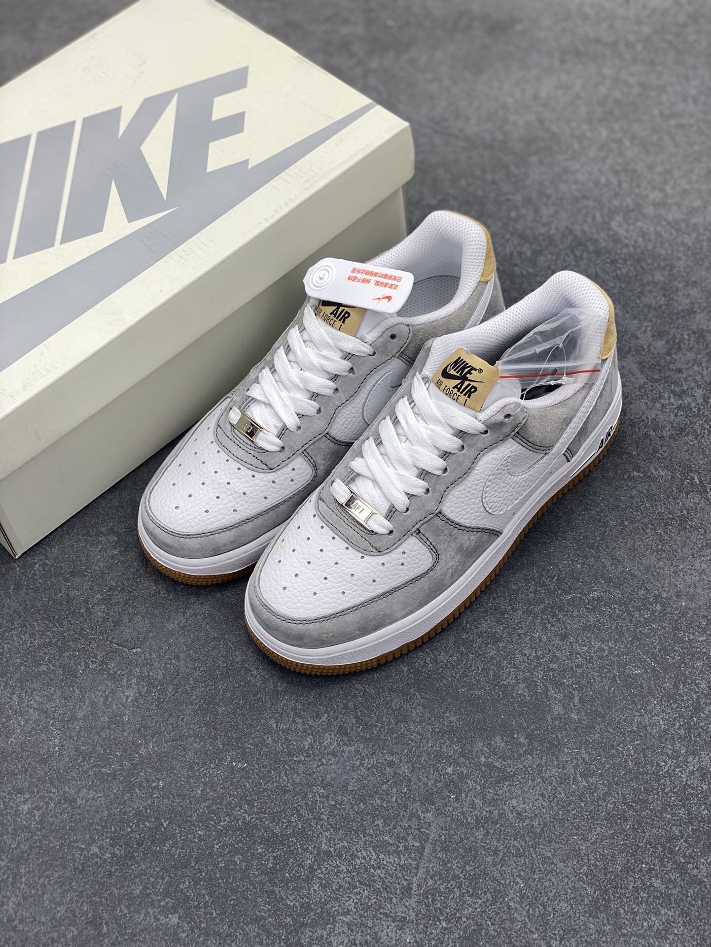 图片[8]-福利特价  Nike Air Force 1 Low ’07 灰黄 麂皮 空军一号低帮休闲板鞋 原厂麂皮 原楦原纸板 纯正版型 高清洁度 内置全掌气垫 货号：DE0099-005 尺码：36 36.5 37.5 38 38.5 39 40 40.5 41 42 42.5 43 44 44.5 45-选品中心
