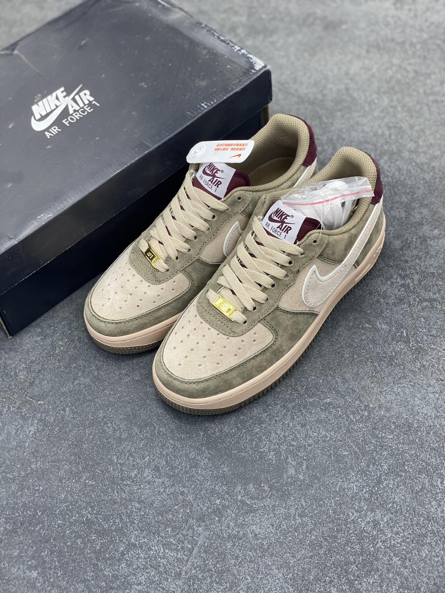 图片[8]-福利特价   Nike Air Force 1 Low 灰棕全麂皮低帮空军一号休闲板鞋 定制皮料 原楦原纸板 纯正空军版型 高清洁度 内置全掌气垫 货号：AV0383-229 尺码：36 36.5 37.5 38 38.5 39 40 40.5 41 42 42.5 43 44 44.5 45-选品中心
