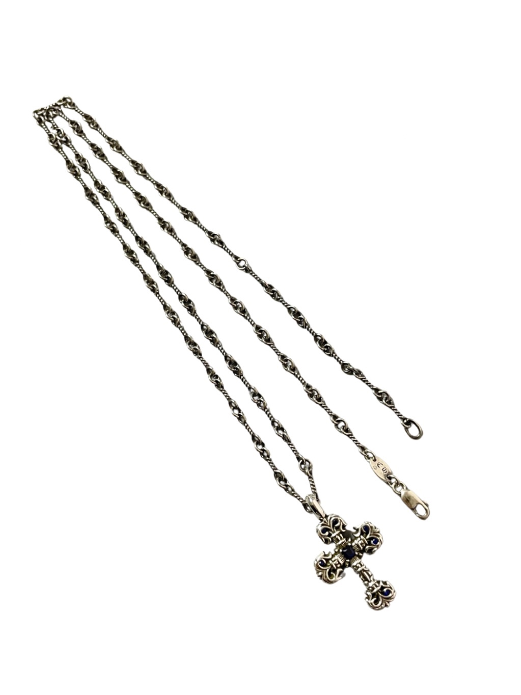 Chrome Hearts 𝐡𝐞𝐚𝐫𝐭𝐬克罗心 蓝钻迷你火焰十字架