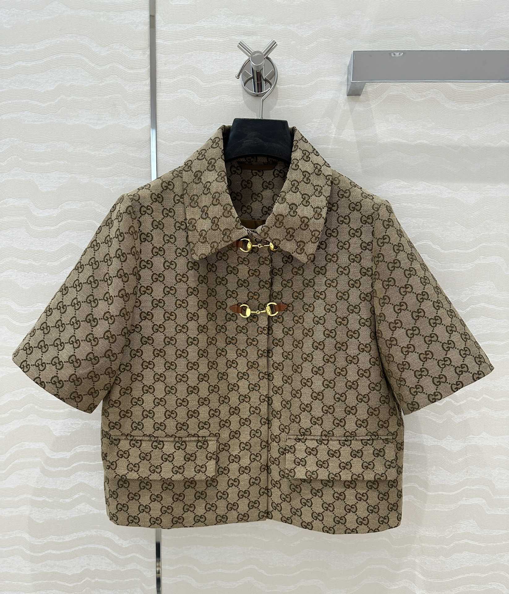 Gucci Monogram Short Sleeve Jacket with Horsebit Detail - Luxury Style