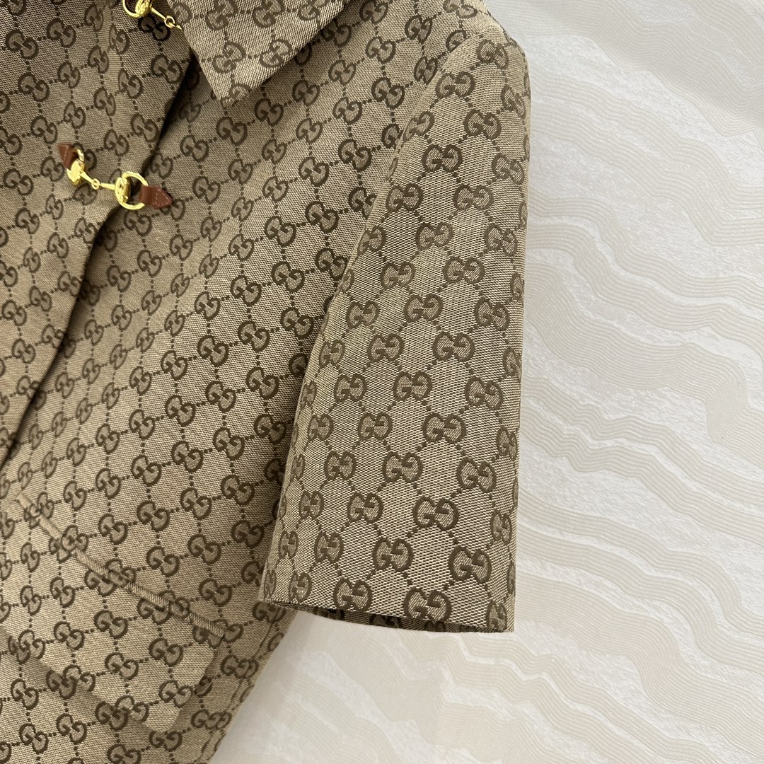 Gucci Monogram Short Sleeve Jacket with Horsebit Detail - Luxury Style 5 i1741110536 5841 3