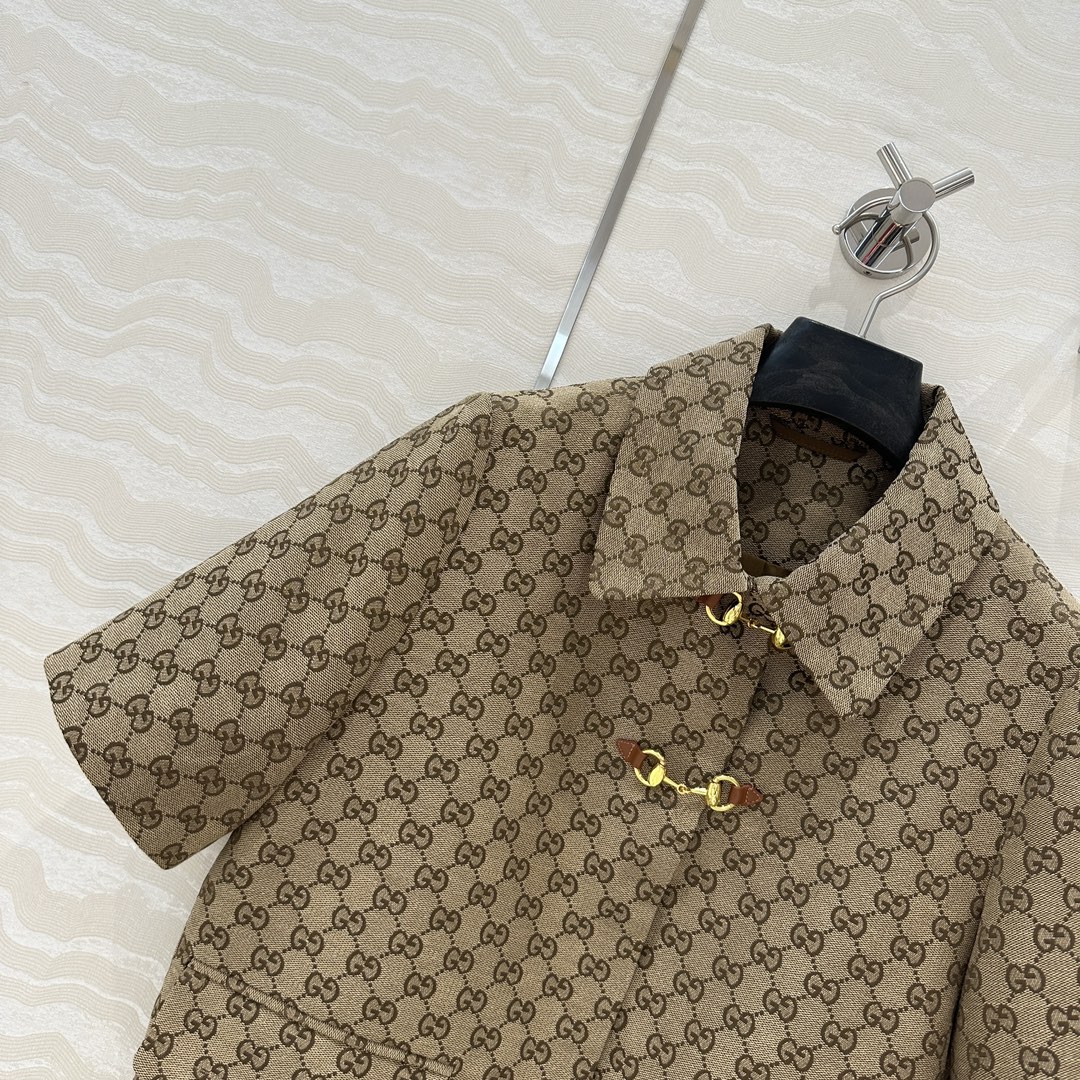Gucci Monogram Short Sleeve Jacket with Horsebit Detail - Luxury Style 3 i1741110536 796 1