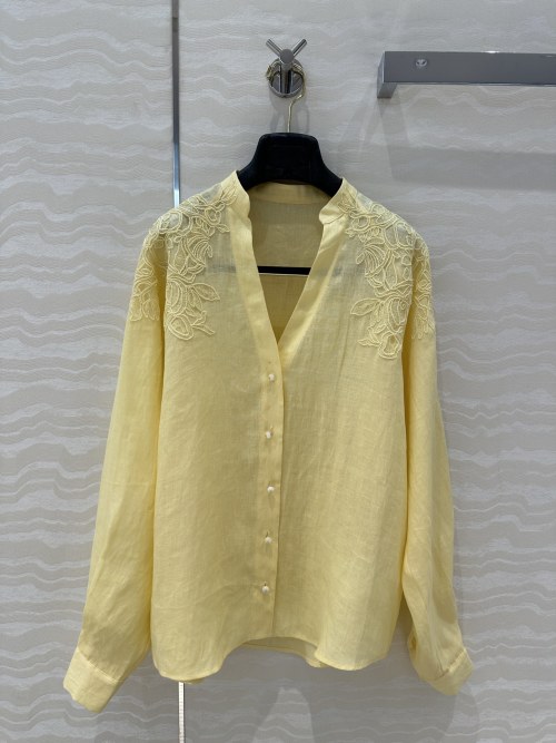 Chemise en Lin avec Broderie Florale Délicate - Élégance et Confort 1 Chemise en Lin avec Broderie Florale Délicate - Élégance et Confort
