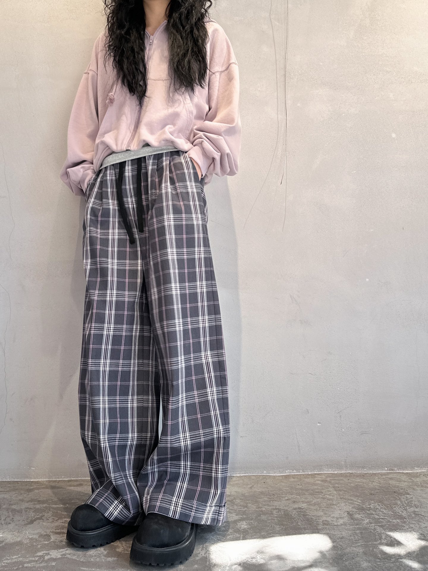 🆕ACNE｜新款长裤，纯棉面料，轻薄透气上身舒适，定制格纹配色经典百搭不过时，腰部抽绳可调节，尺码Sm
