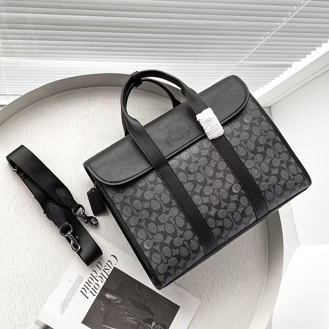 Coach C 家 5319 男士新款公文包到货 高端PVC拼皮 纯色部分是头层牛皮