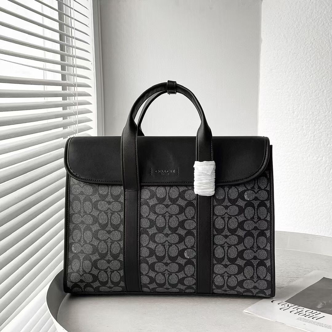 Coach C 家 5319 男士新款公文包到货 高端PVC拼皮 纯色部分是头层牛皮
