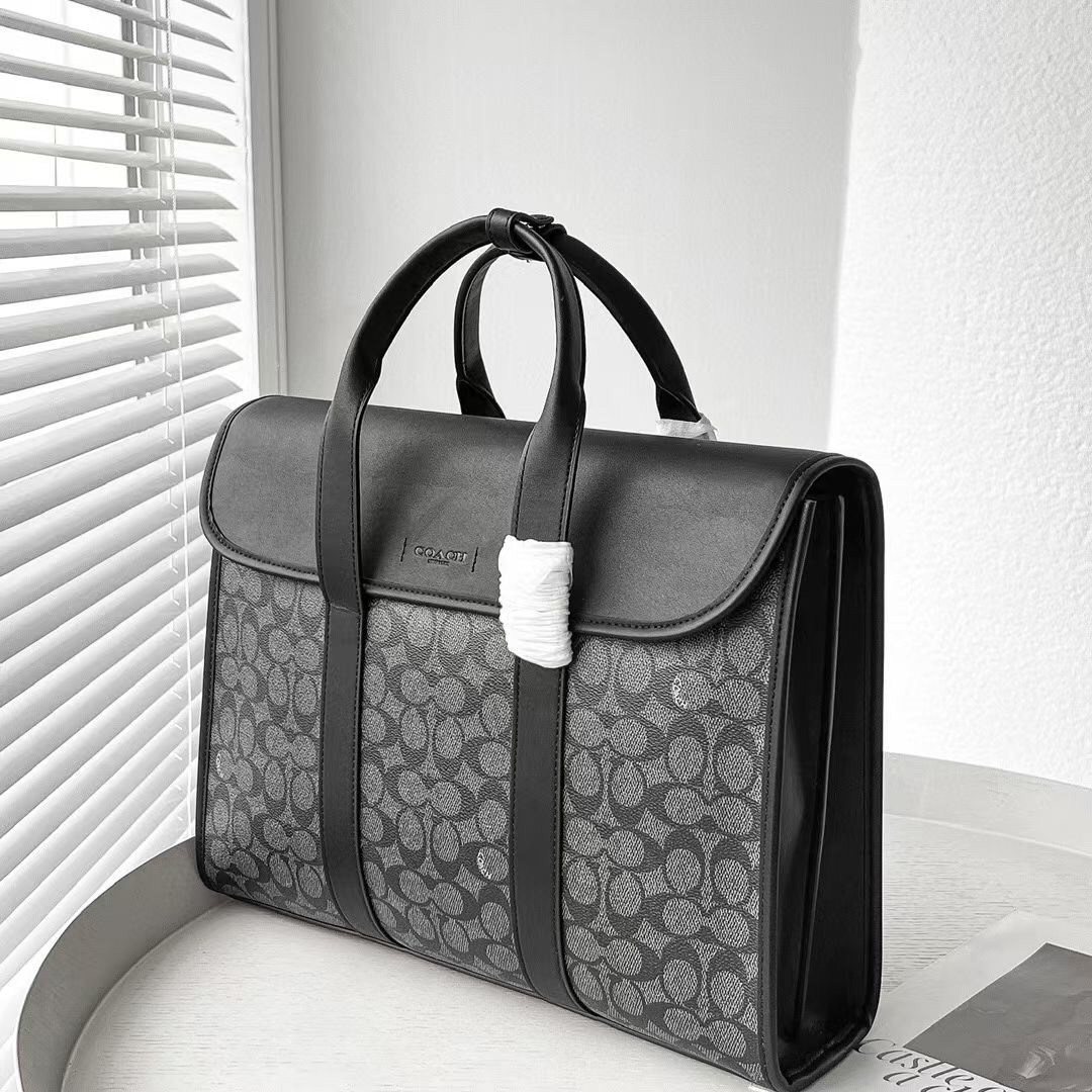 Coach C 家 5319 男士新款公文包到货 高端PVC拼皮 纯色部分是头层牛皮