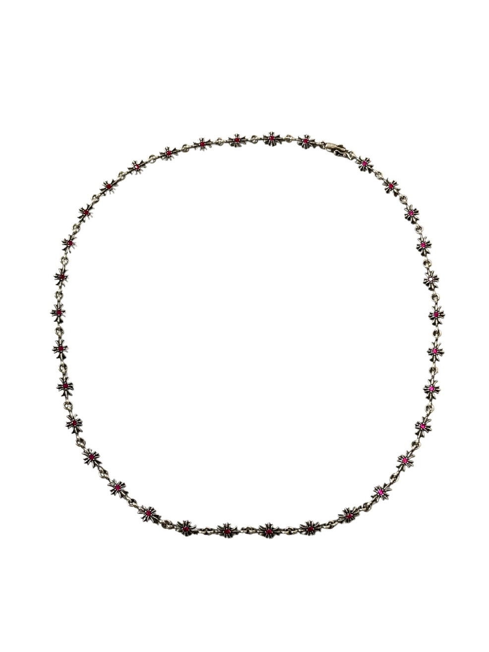 NO:114231,Croxin, full of red diamond cross chain, sterling silver material, retro and old, red diamonds, fashionable matching size: 60cm, code: 200820, jewelry quality, chrome hearts, pure silver19860909克罗心 满镶红钻十字链 纯银材质 复古做旧 红钻 时尚搭配 size:60cm 编码:200820,饰品精品,chrome hearts,pure silver,Jewelry